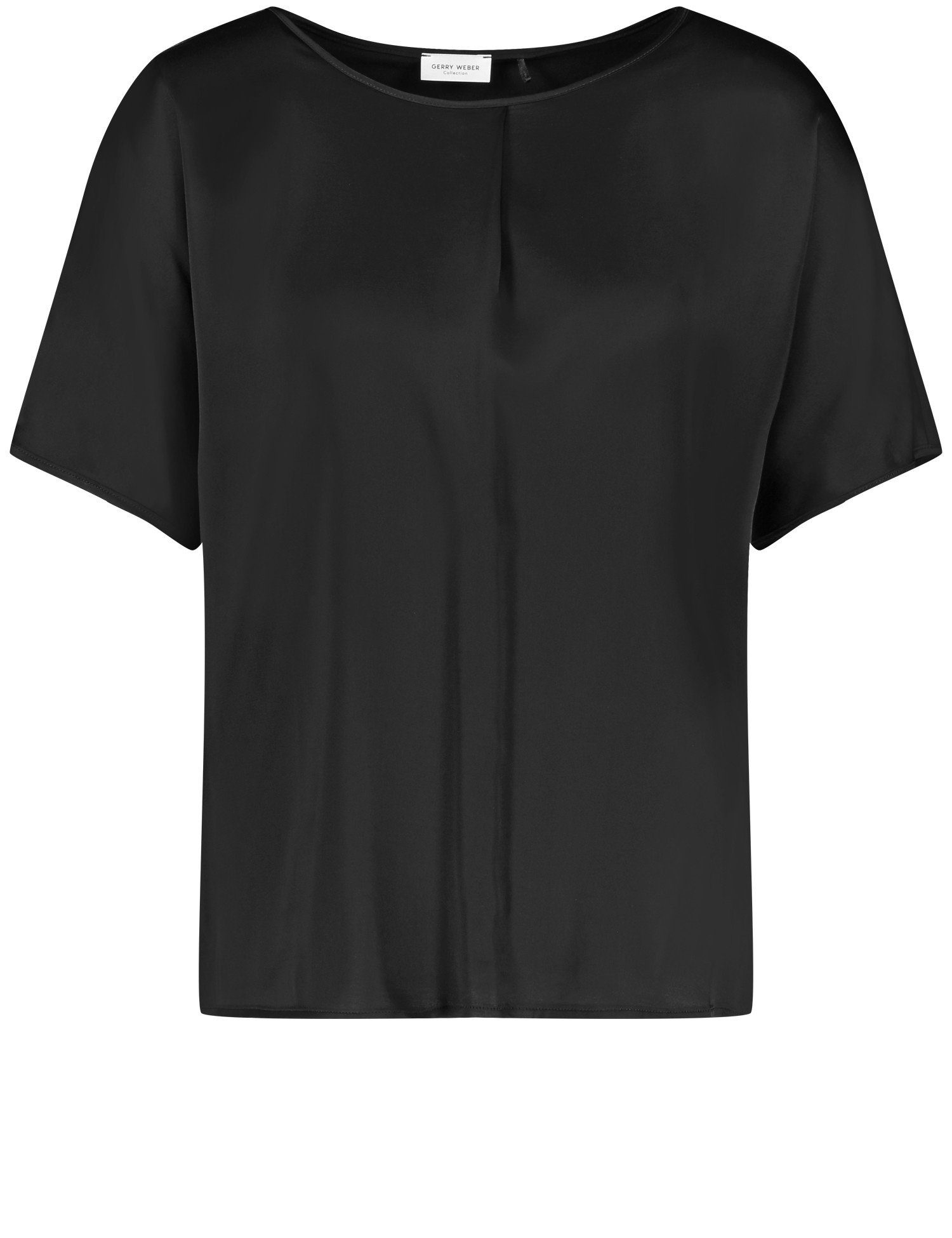 GERRY WEBER Schlupfbluse Blusenshirt schwarz Mit Gelegter Am Falte Ausschnitt