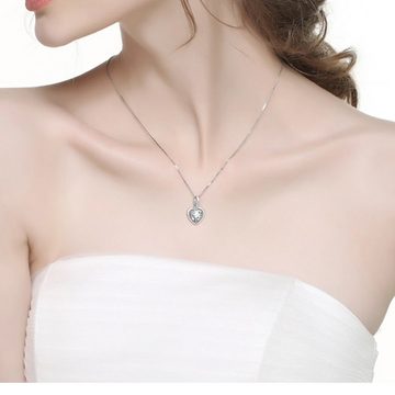 Limana Herzkette Damen Frauen 925 echt Sterling Silber Kette mit Zirkonia Herz, Herzanhänger Liebesgeschenk Liebe Geschenk Idee Freundin