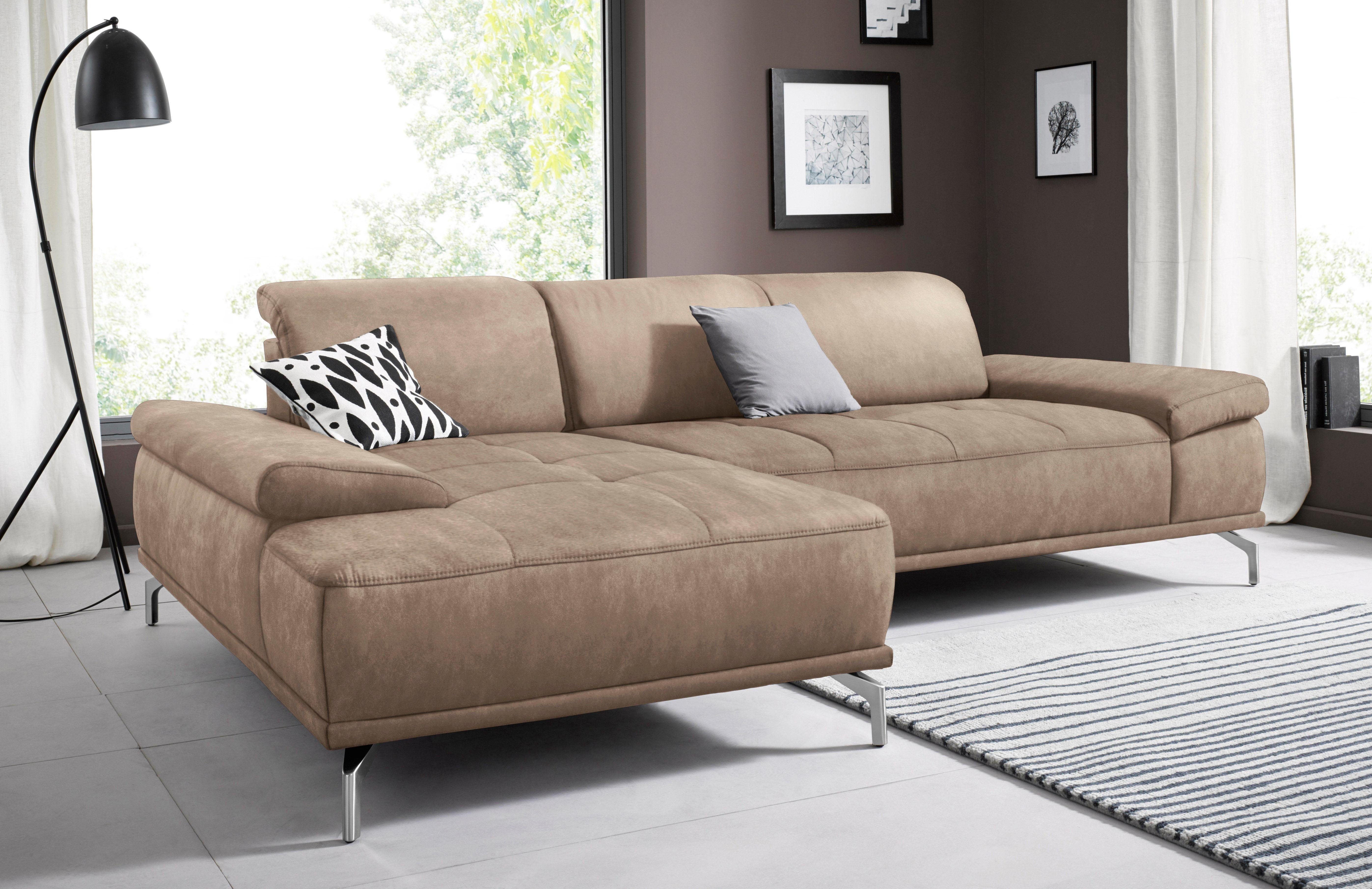 Places of Style Ecksofa Caluna, Inkl.Sitztiefenverstellung, wahlweise mit Kopf- und Armteilverstellung