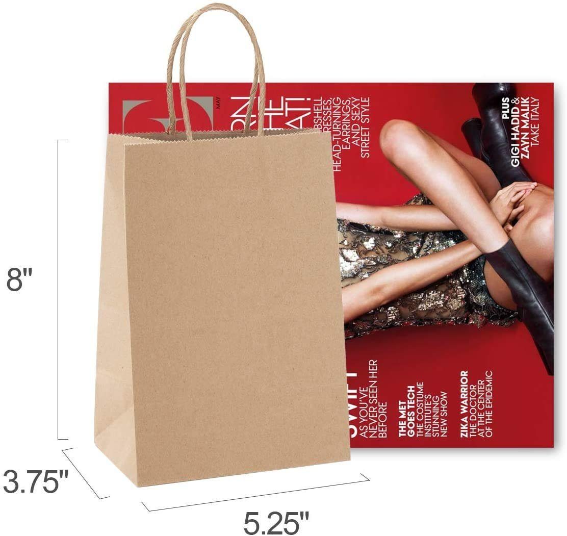 Switory Geschenkpapier Kraft Geschenktüten mit Griff, Papiertüten, Papier Kraft Tragetasche, (100St), 13cm x 9,5cm x 20cm