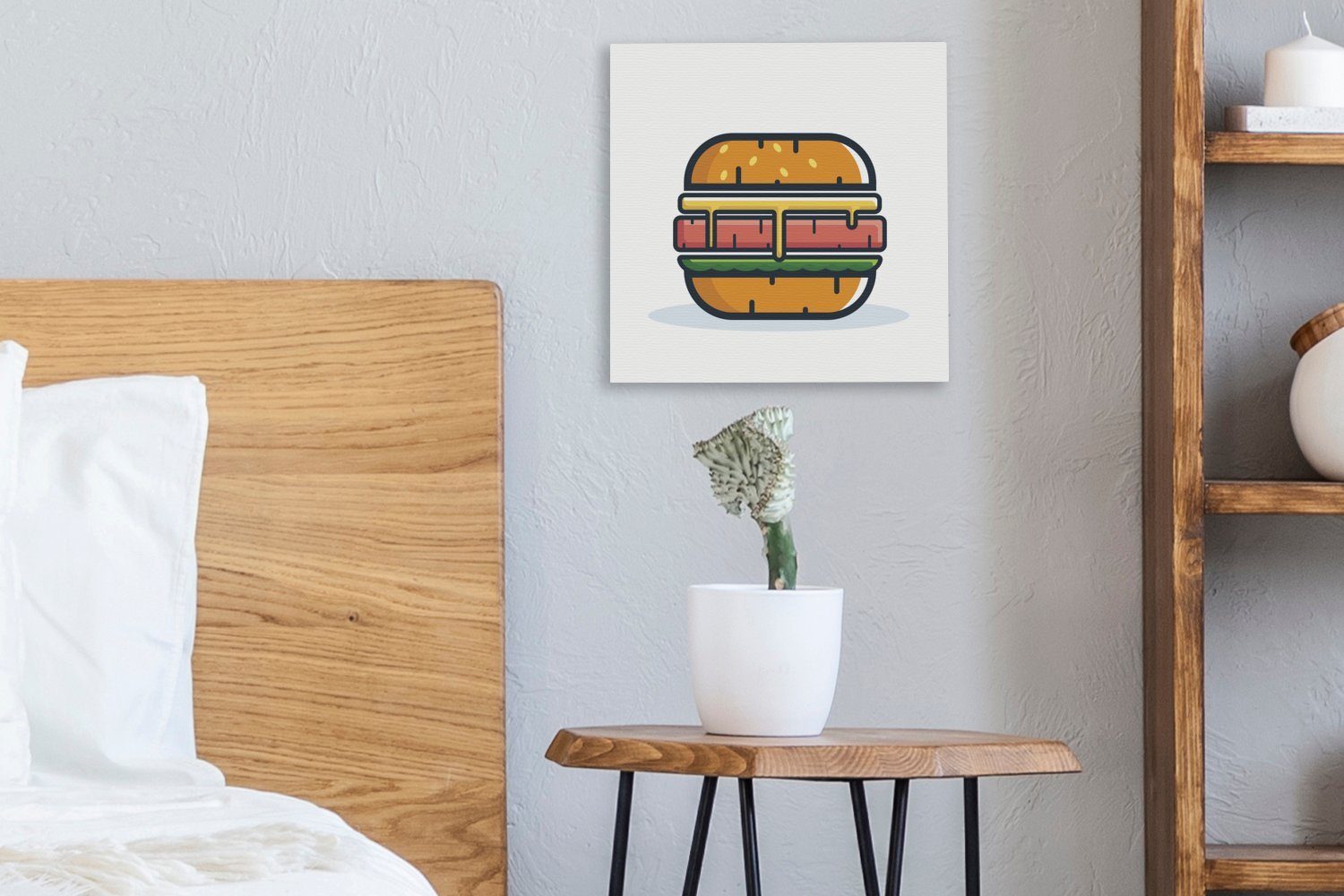 Bilder Hamburger das (1 St), Piktogramm, OneMillionCanvasses® Leinwand Leinwandbild für Schlafzimmer einen Ein Wohnzimmer darstellt,