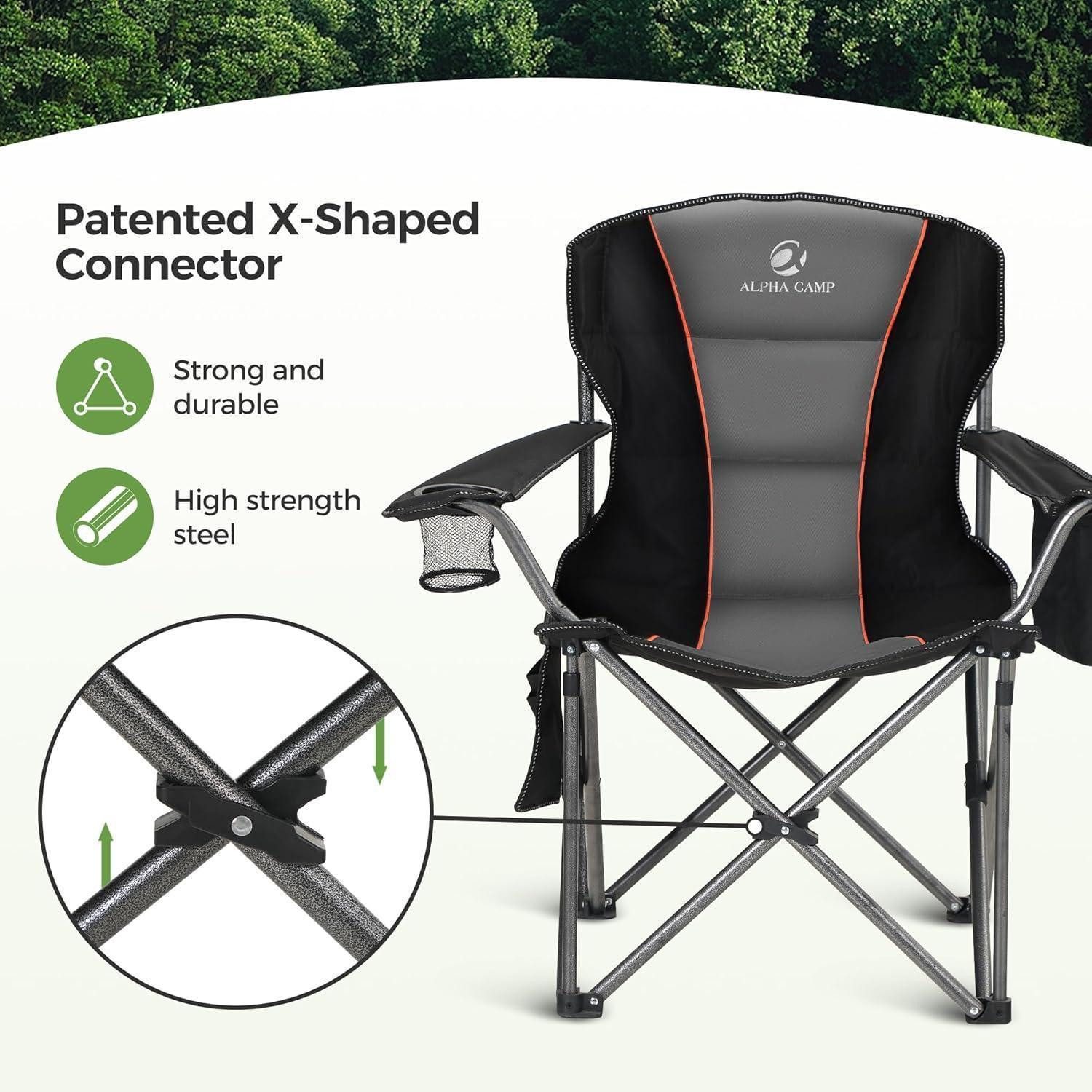 LuxusKollektion Campingstuhl Campingstuhl Klappstuhl Angelstuhl 200kg Getränkehalter Schwarz 2Pcs