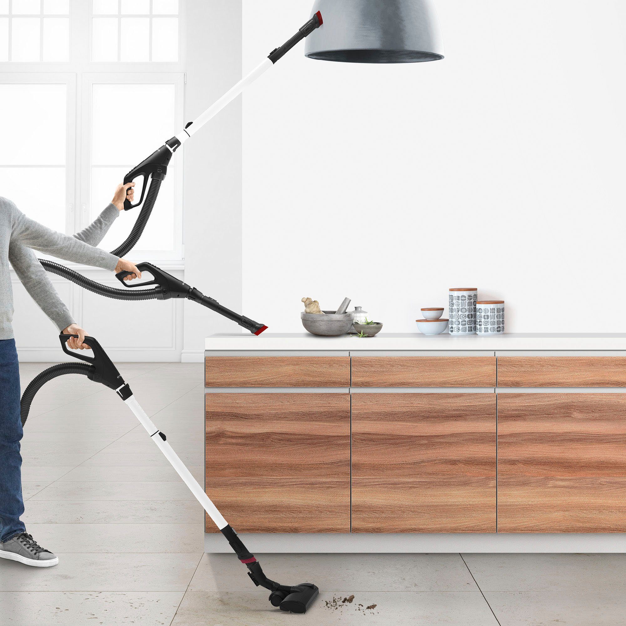 BOSCH Bodenstaubsauger Serie 6 ProSilence BGL6TSIL, Hygiene-Filter, 10 Jahre Motorgarantie, 700 W, mit Beutel, Leistungsregulierung am Handgriff, langes Kabel, extrem leise, weiß