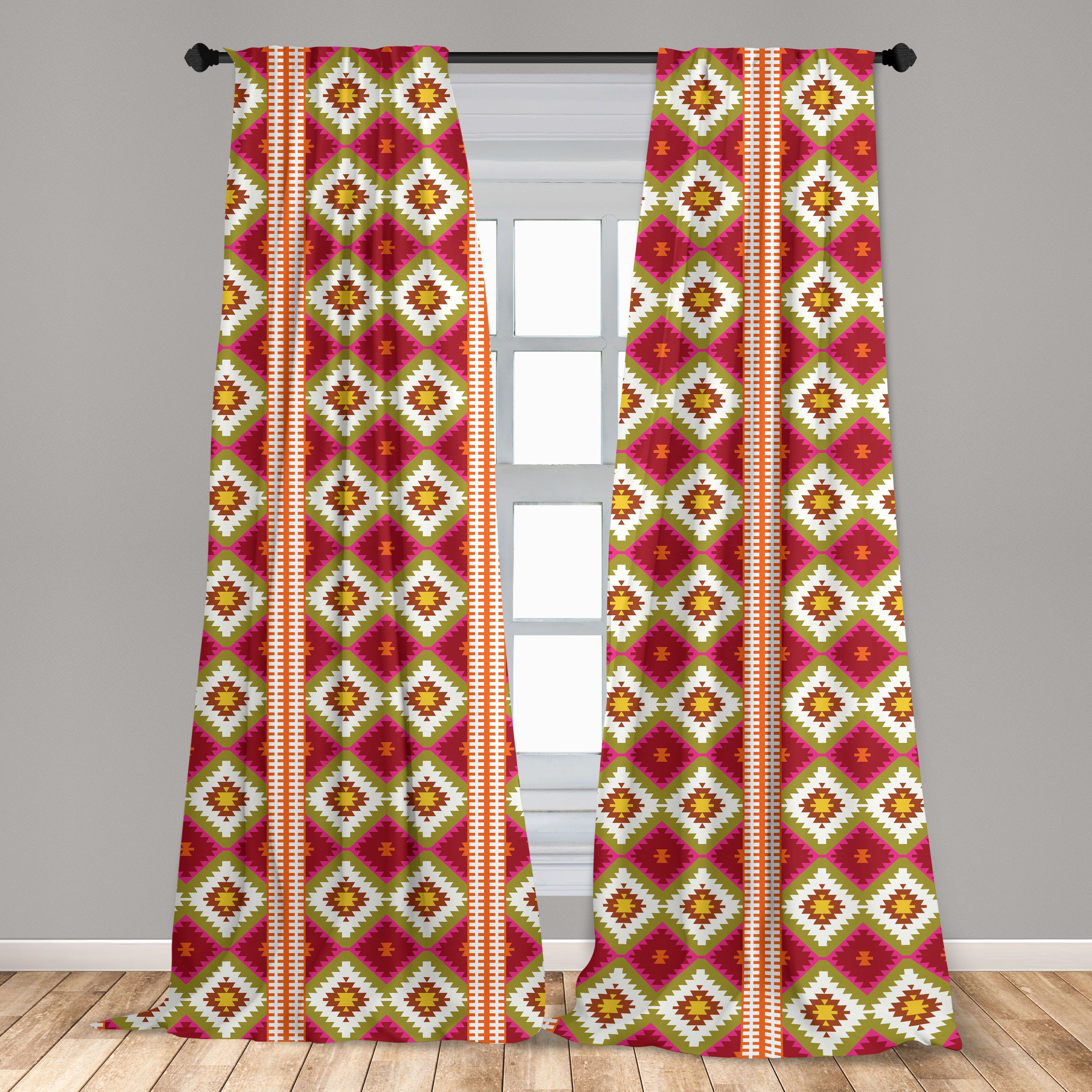 Gardine Vorhang für Wohnzimmer Schlafzimmer Boho Türkisch Geometric Oriental Microfaser, Dekor, Abakuhaus