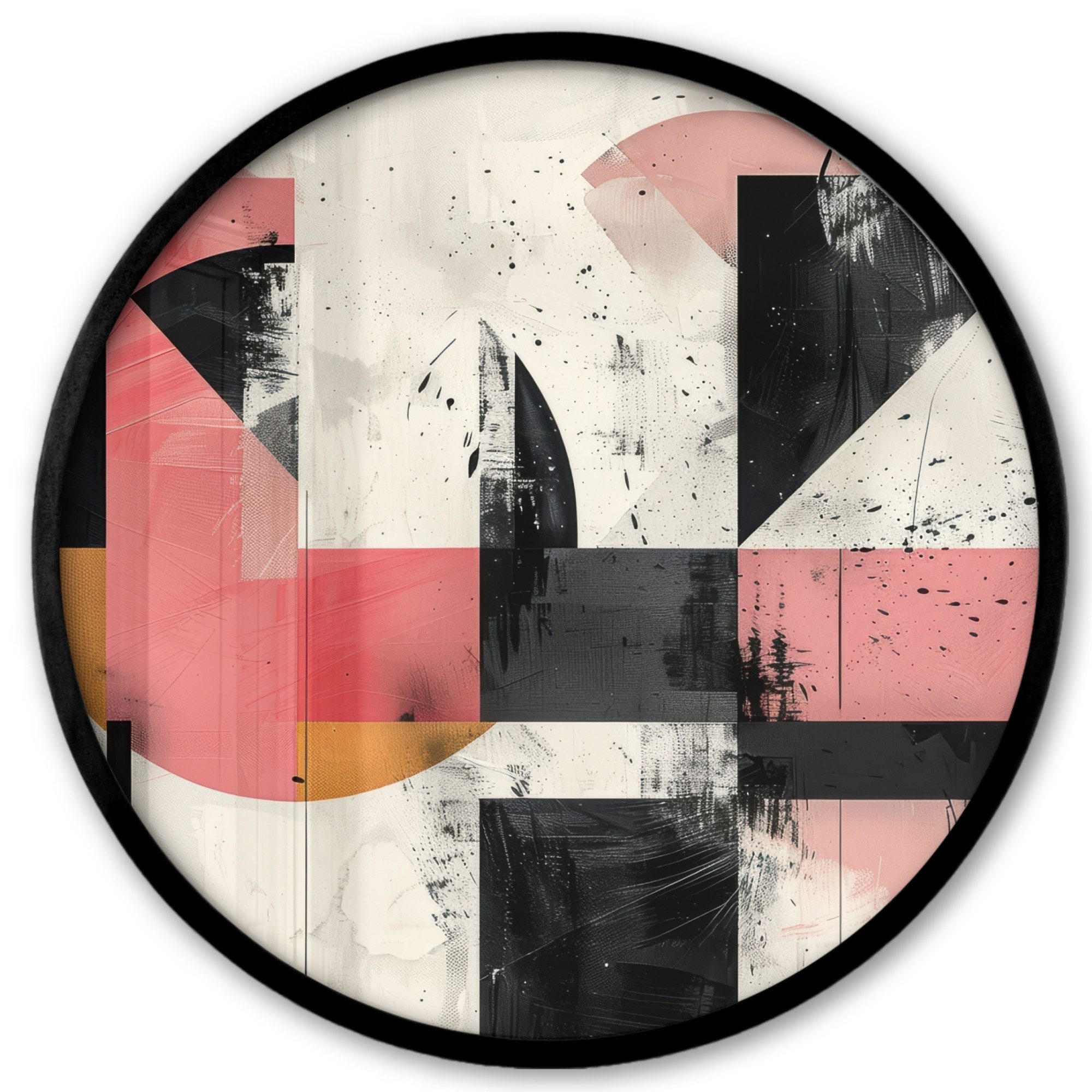 MuchoWow Poster Rund - Rosa - Abstrakt - Ästhetisch - Modern - Formen, (1 St), Runde Wandbilder, Deko für Wohnzimmer und Schlafzimmer, 40x40 cm