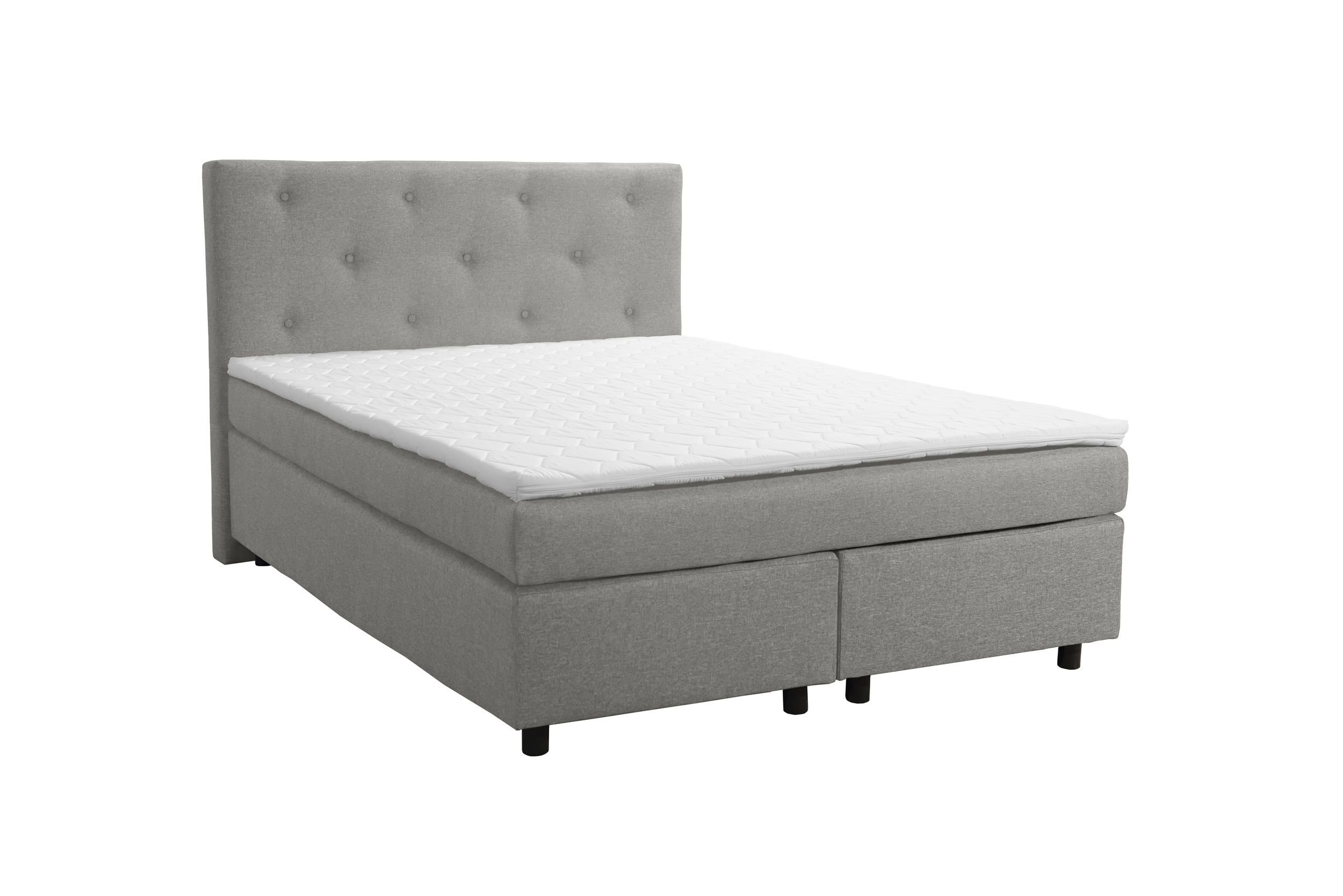 Küchen-Preisbombe Boxspringbett 140x200 Hotelbett Bonellfederkern Bett Topper Paxos 1 Chester hellgrau