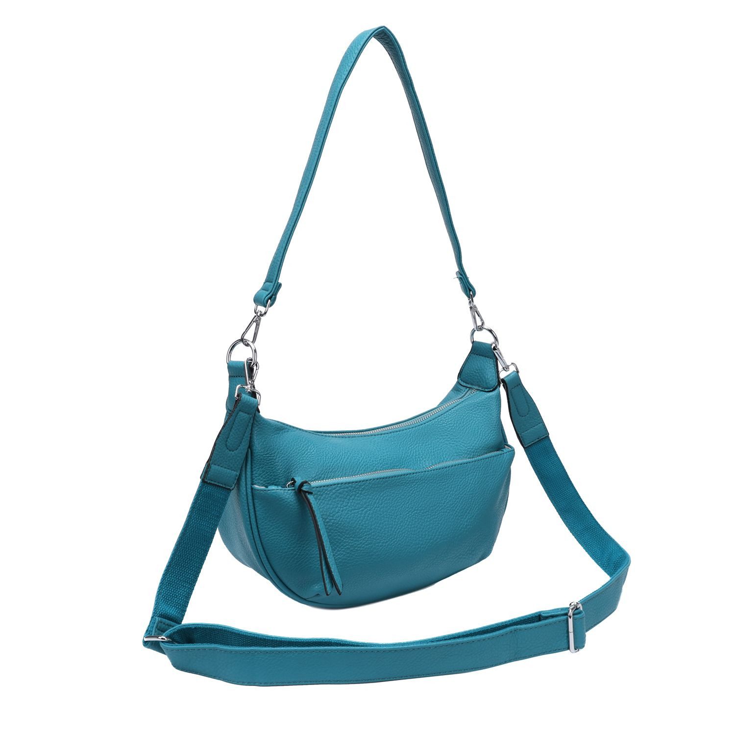 ITALYSHOP24 Schultertasche Damen Tasche Crossbody MOON Hobo Bag CrossOver Umhängetasche Body Bag, Halbmond Tragekomfort Brust Shopper Rücken Slingtasche Leder Optik