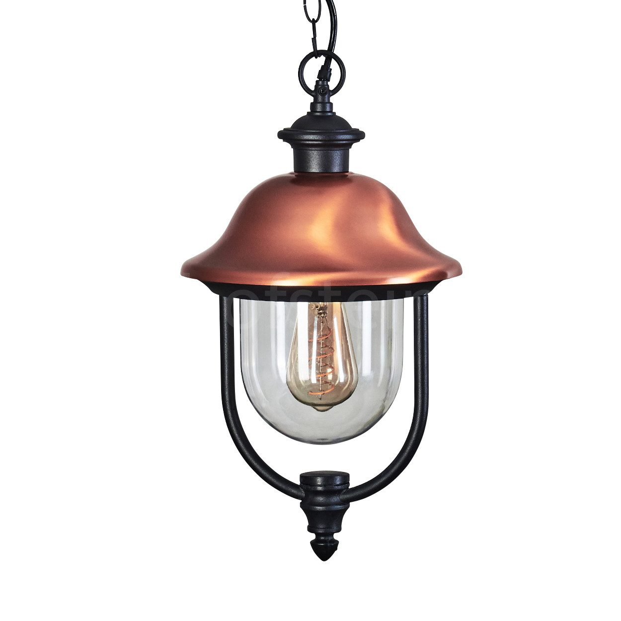 hofstein Außen-Deckenleuchte »Casalaccio« Außenleuchte, Metall/Kuntstoff, Schwarz/Kupferfarben/Klar, ohne Leuchtmittel, Hängeleuchte im Landhaus-Stil E27, IP43