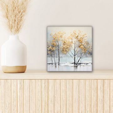 OneMillionCanvasses® Leinwandbild Winter - Bäume - Natur - Acryl - Kunst, (1 St), Leinwand Bilder für Wohnzimmer Schlafzimmer, 20x20 cm
