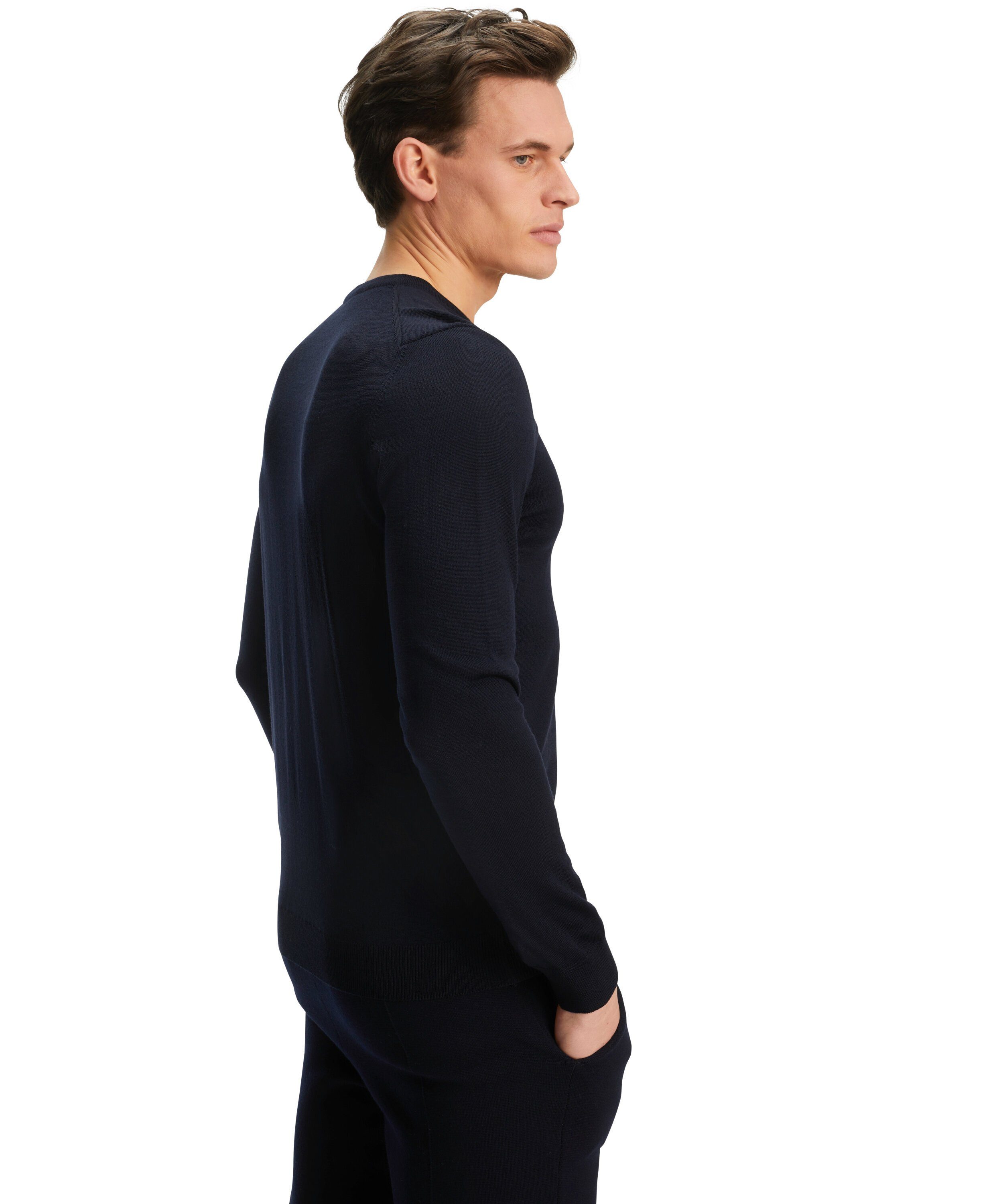 FALKE Strickpullover (1-tlg) reiner, aus Merinowolle night sky extrafeiner (6437)