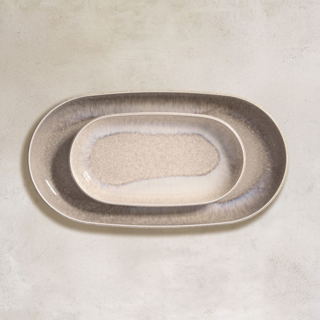 like. by Villeroy & Boch Servierplatte Perlemor Sand Teller oval 23x13xm 23x13x3cm, Porzellan, (1-tlg), Premium Porcelain, mikrow.- & spülm.sicher, Made in Germany