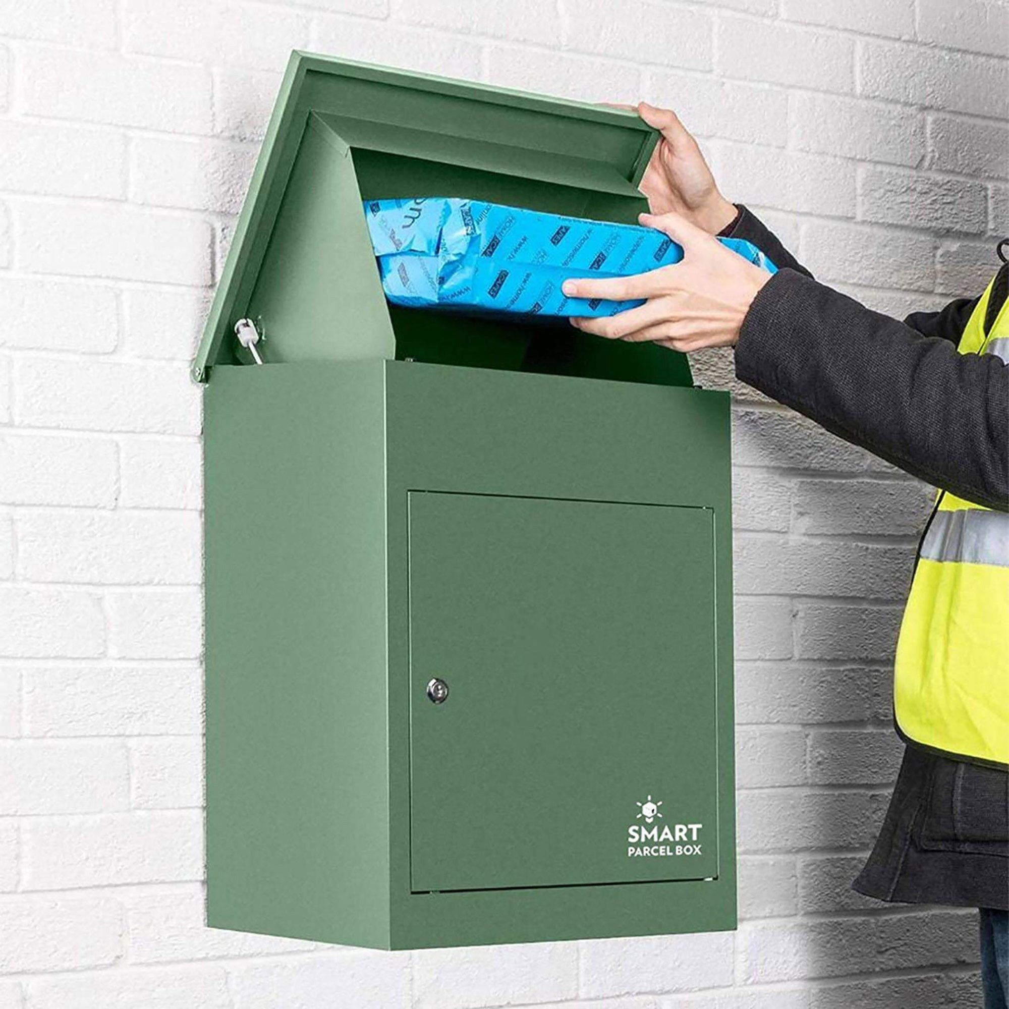 Smart Parcel Box Paketbriefkasten Mittelgroßer Paketbriefkasten, Entnahme vorne, grün