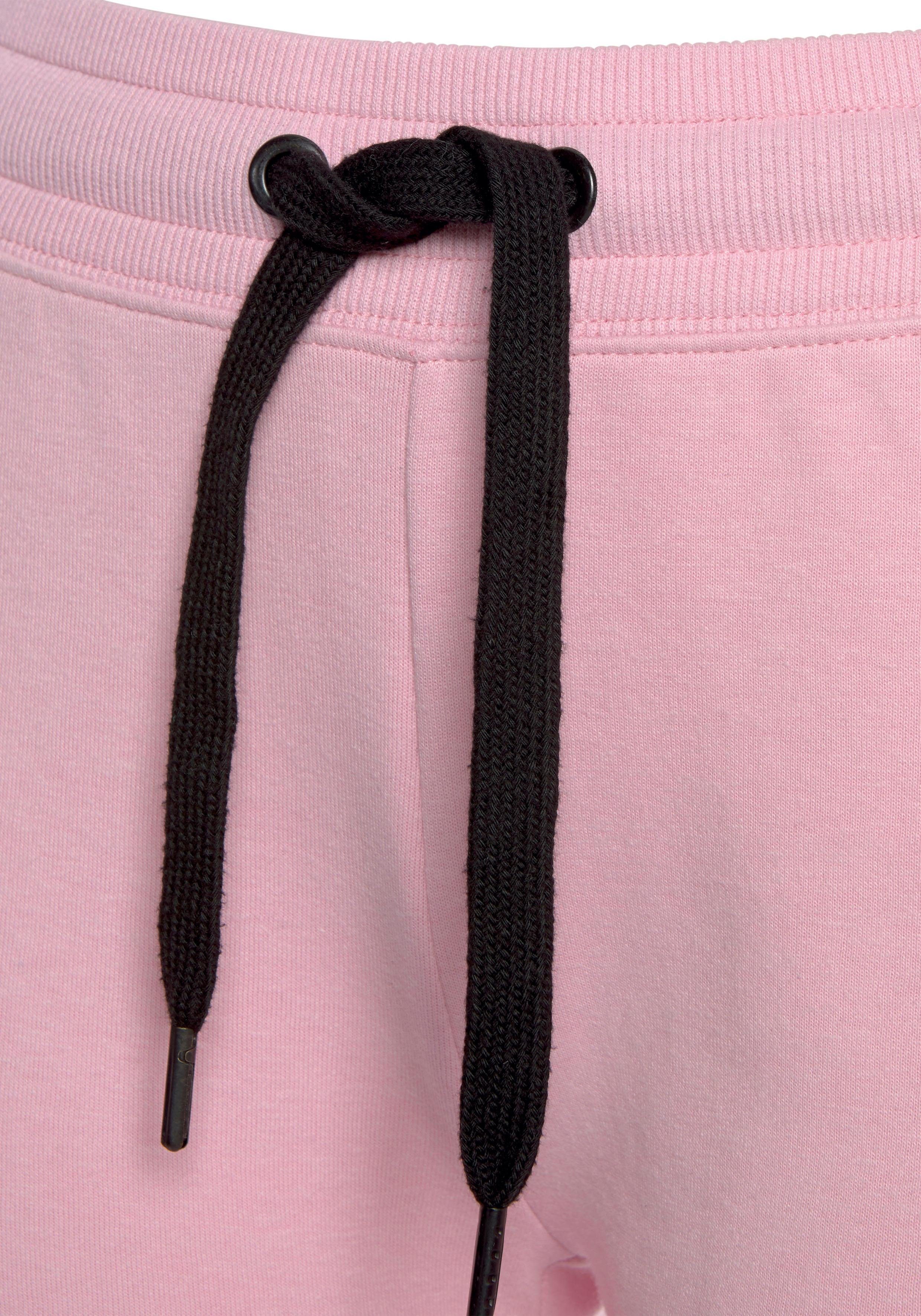 Bench. Loungewear Seitenstreifen, Relaxshorts rosa-schwarz Loungewear mit