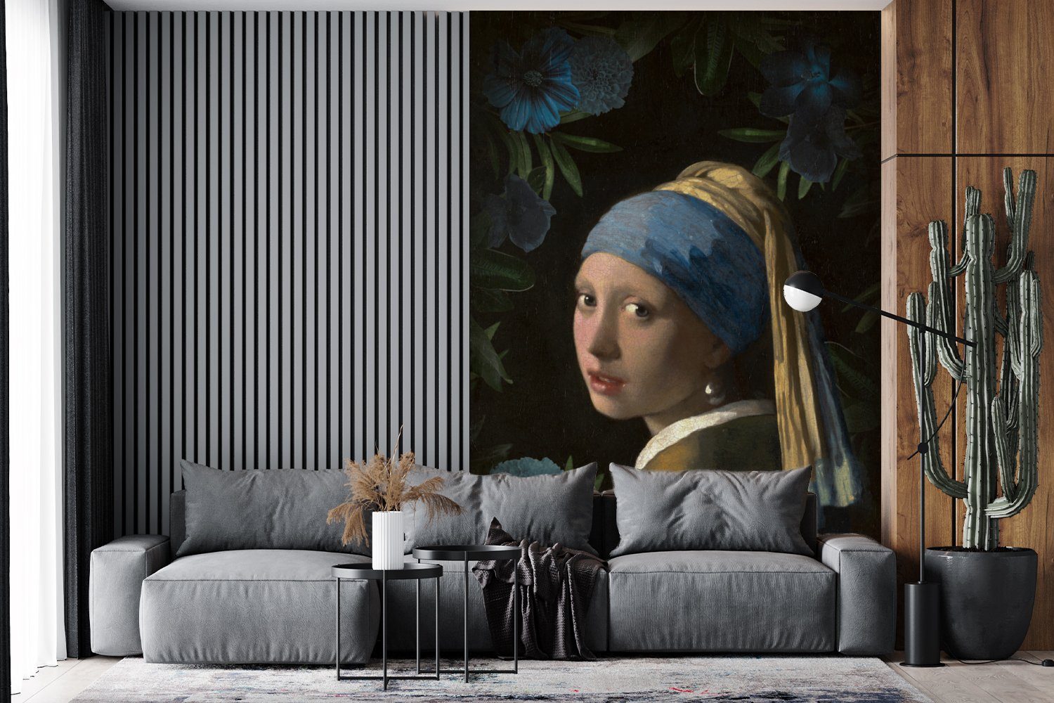 MuchoWow Fototapete Das Mädchen mit Vermeer - Wohnzimmer, (3 Johannes Perlenohrring St), Vinyl bedruckt, Blumen, - für Wandtapete Matt, Montagefertig dem Tapete