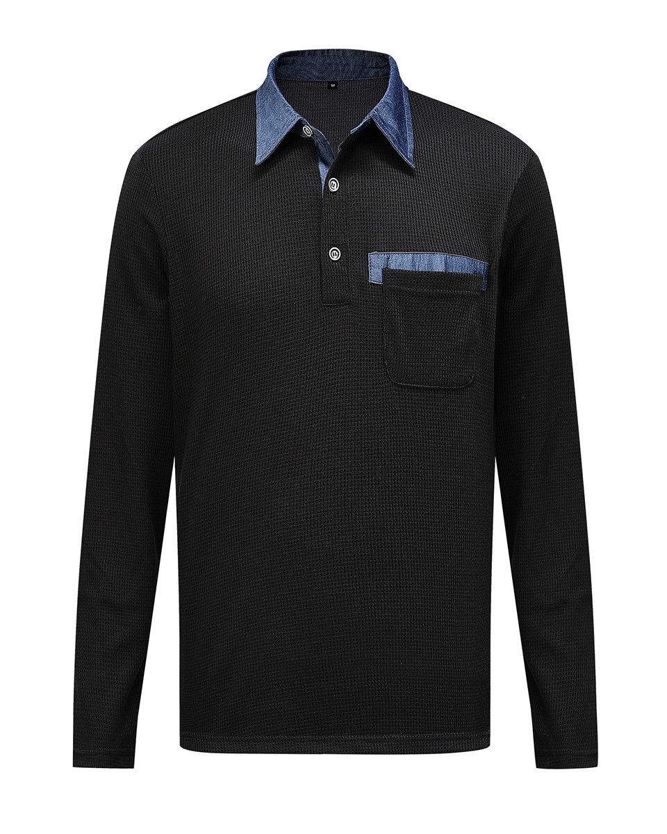 Allthemen Poloshirt Herren langarm Poloshirt mit Brusttasche Polohemd mit K günstig online kaufen