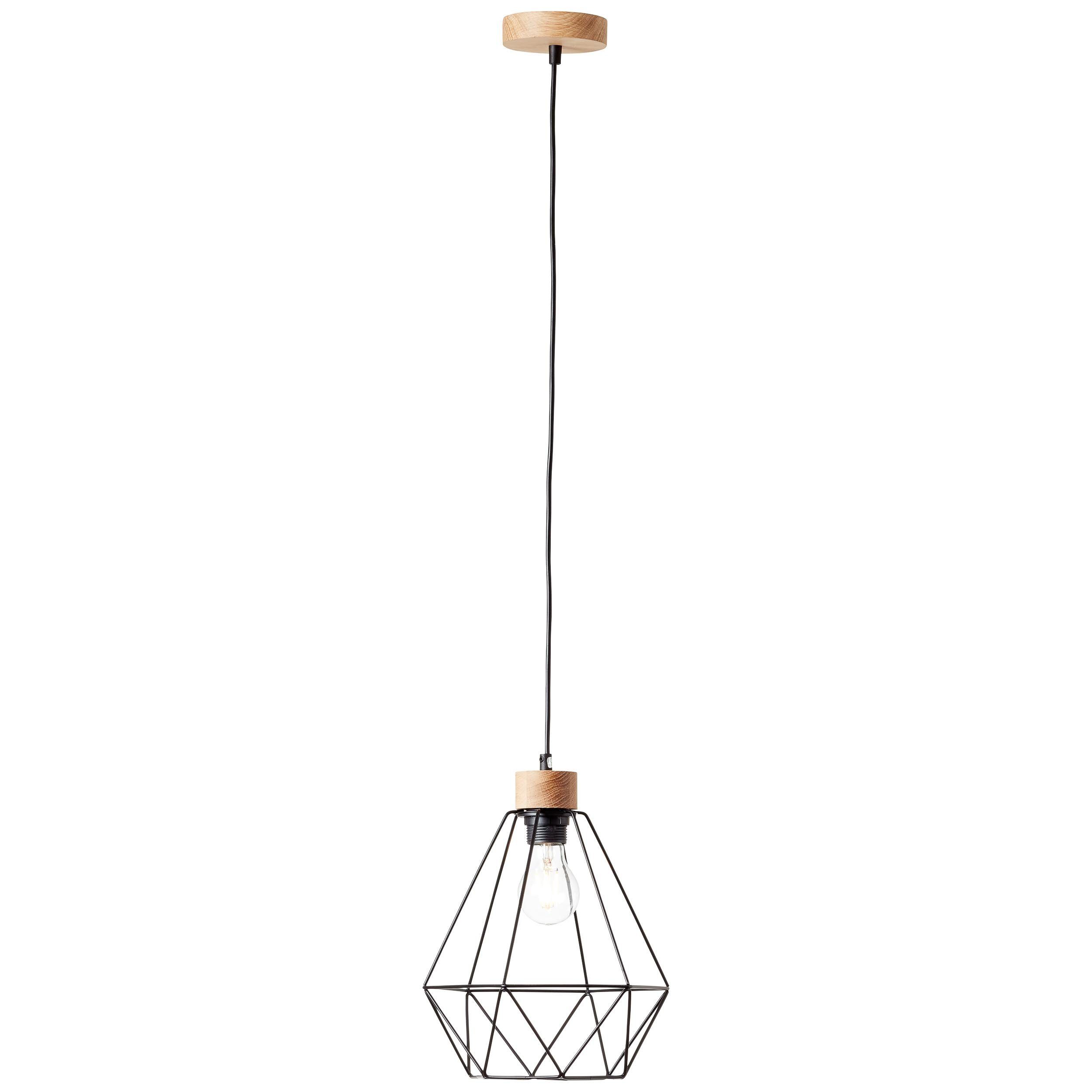 Brilliant Pendelleuchte Drewno, Lampe, Drewno Pendelleuchte 25cm schwarz/holzfarbend,  1x A60, E27, 25W