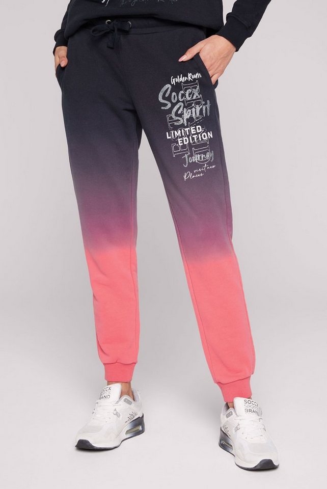 SOCCX Sporthose mit Elastikbund und Kordel, Glitter Artwork auf dem linken  Hosenbein