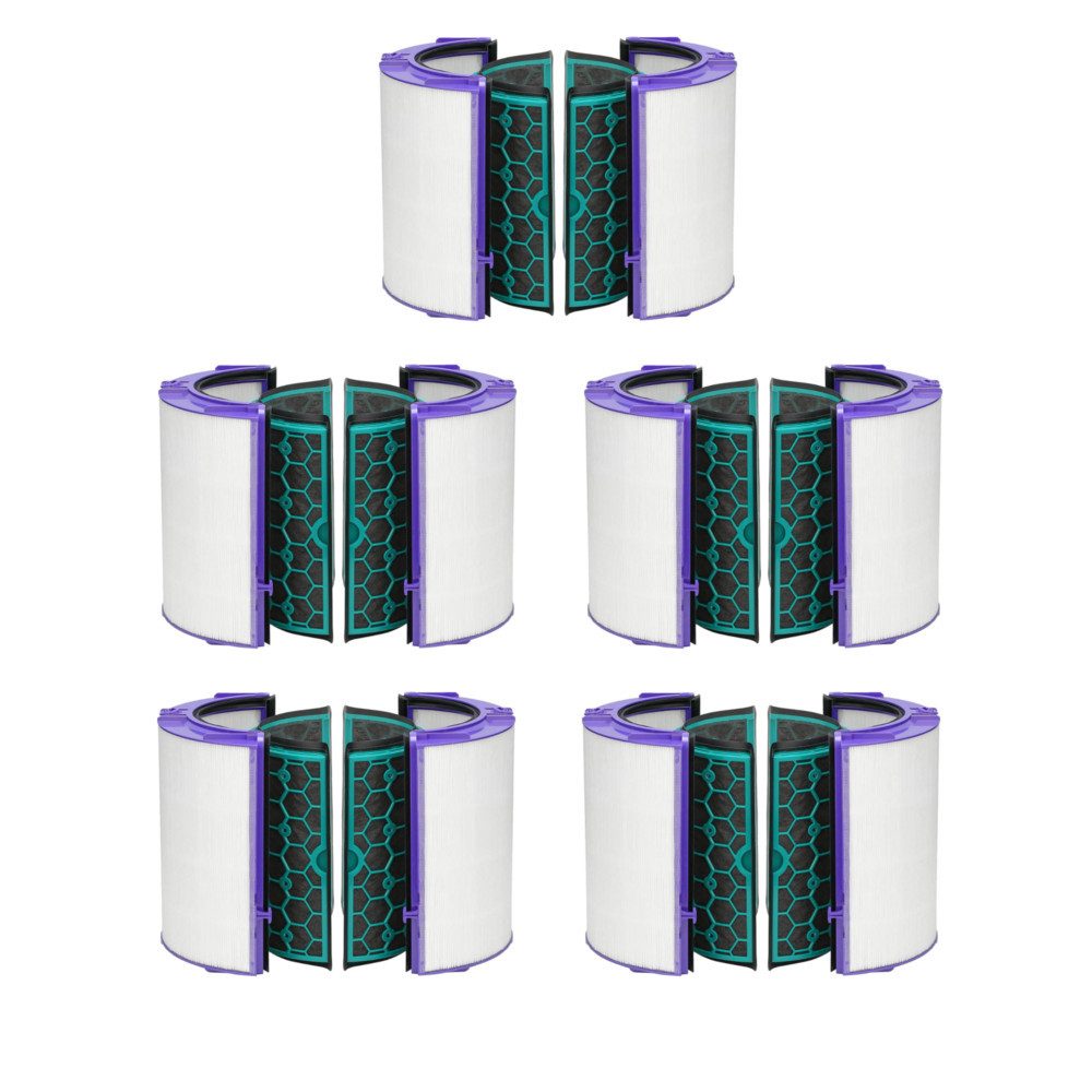 Trade-Shop Ersatzfilter 5x HEPA Filter passend für Dyson TP05 HP05 DP05 PH01 PH02 PH03, Zubehör für 969048-03 969048-01 968707-05 968707-04 968708-05 968708-04, inkl. Aktivkohlefilter / passend für Turm-Luftreiniger, -Ventilatoren