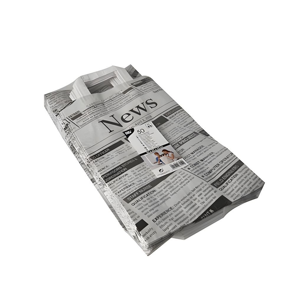 PAPSTAR Tragetasche 400 x Tragetaschen Papier 36 x 22 x 10 cm Newsprint mit Tragegriff