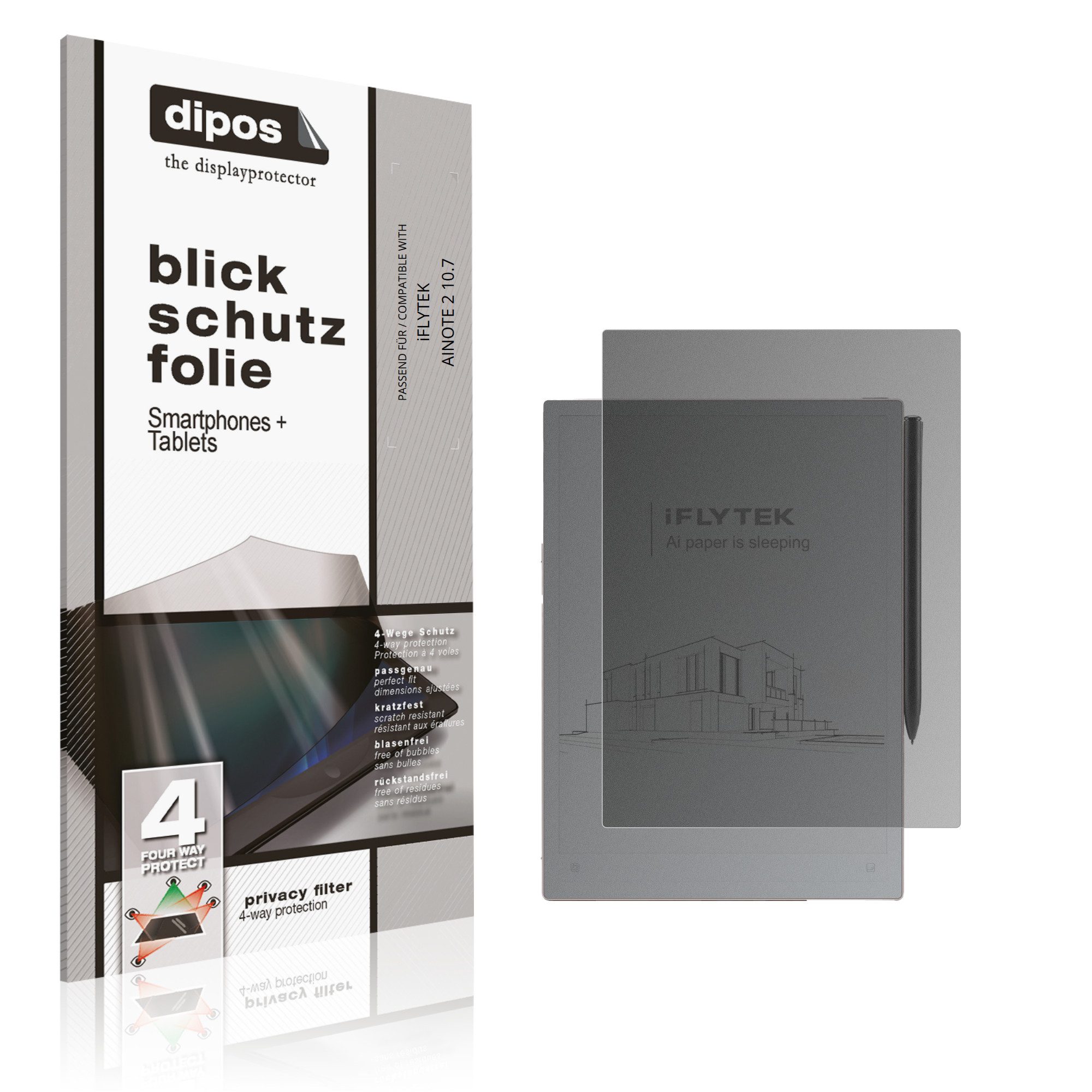 dipos Displayschutzfolie Schutzfolie für iFLYTEK AINOTE 2 10.7, 1 Stück, Displayschutz Schutz Folie Made in Germany