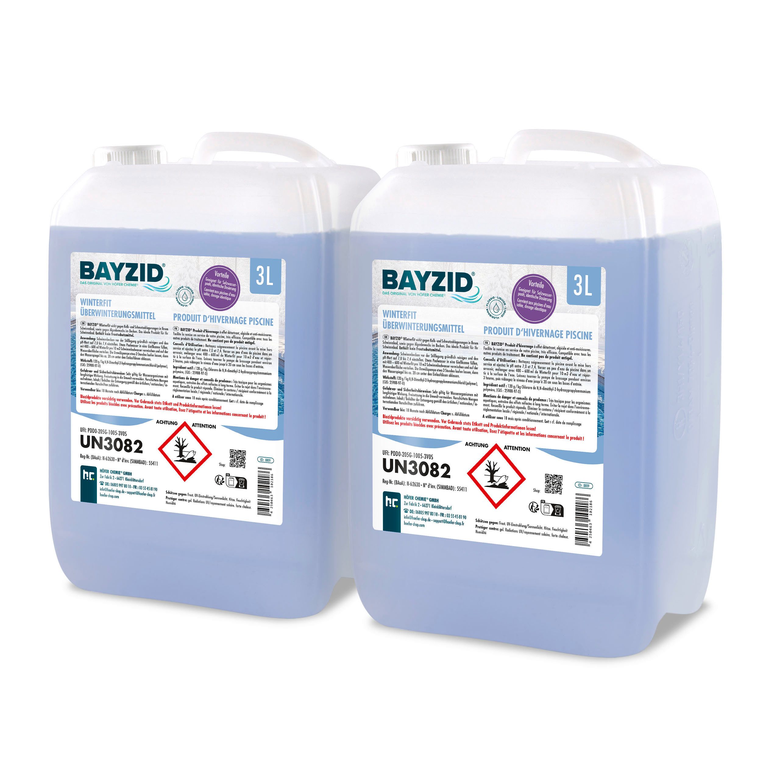 Höfer Chemie GmbH Poolpflege 2x 3 L BAYZID® Winterfit Überwinterungsmittel, Schützt das Poolwasser in der Winterpause vor Algen und Ablagerungen