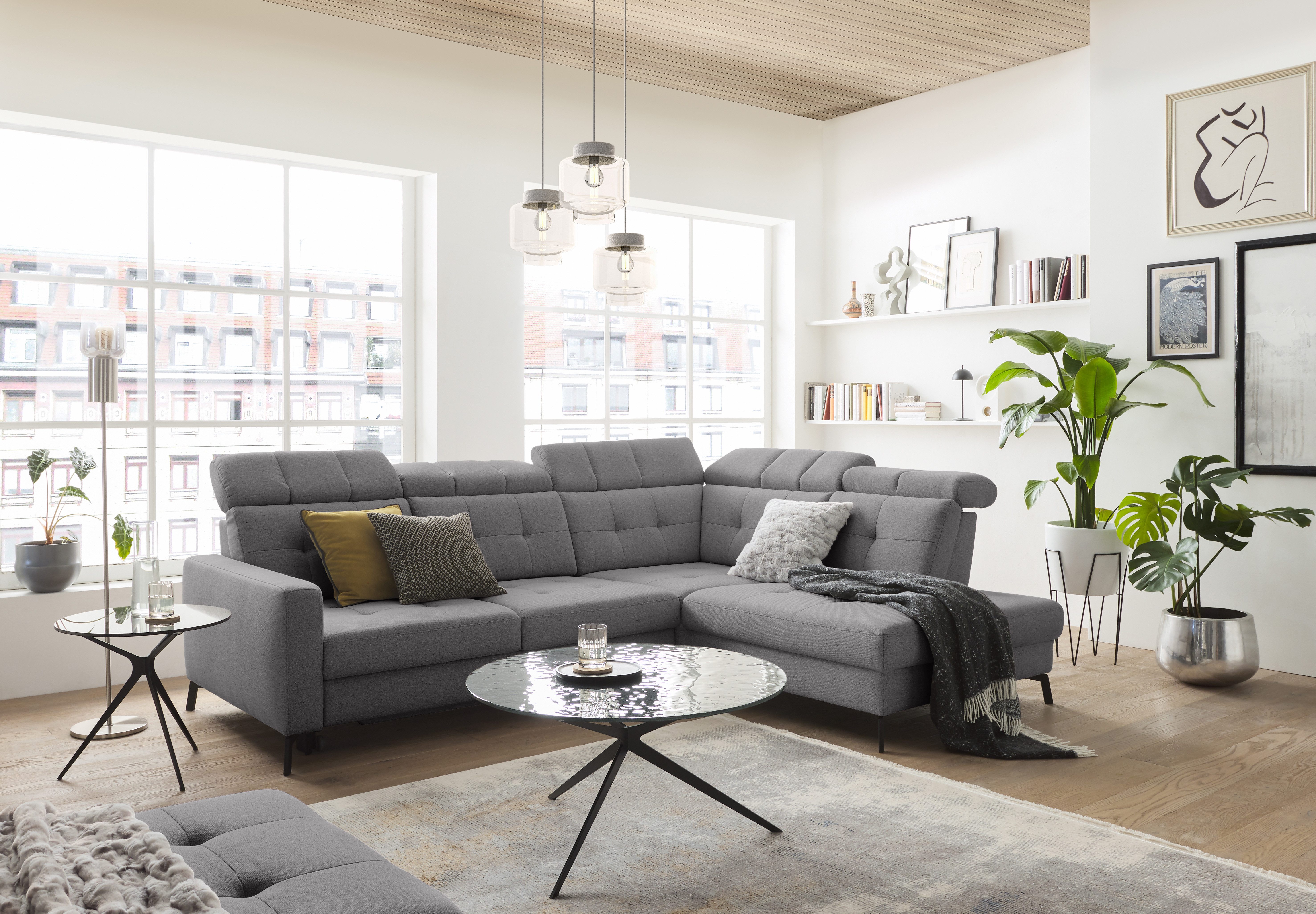 Musterring Ecksofa MR 4615, mit Kopf- und Rückenverstellung, Metallfuß schwarz, Maße 272 x 214 cm