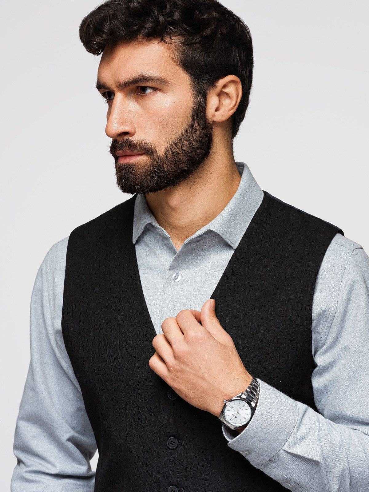OMBRE Anzugweste Herren Anzugweste Slim Fit Elegant mit verstellbarem Rücken Schwarz XL (kein Set, 1-tlg)