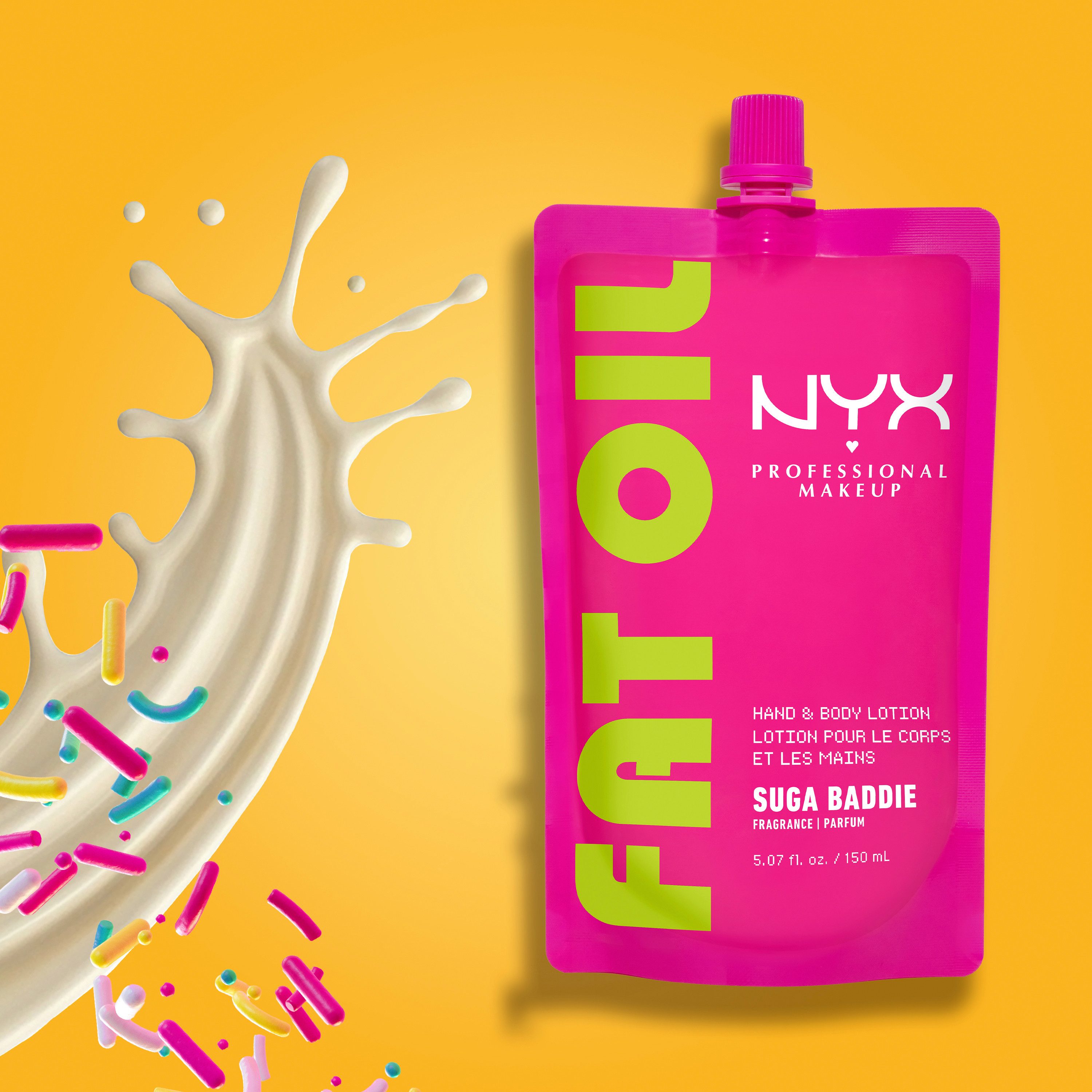 NYX PROFESSIONAL MAKEUP Körperlotion FAT OIL HAND & BODY LOTION SUGA BADDIE, leichte, feuchtigkeitsspendende Hand- und Körperlotion