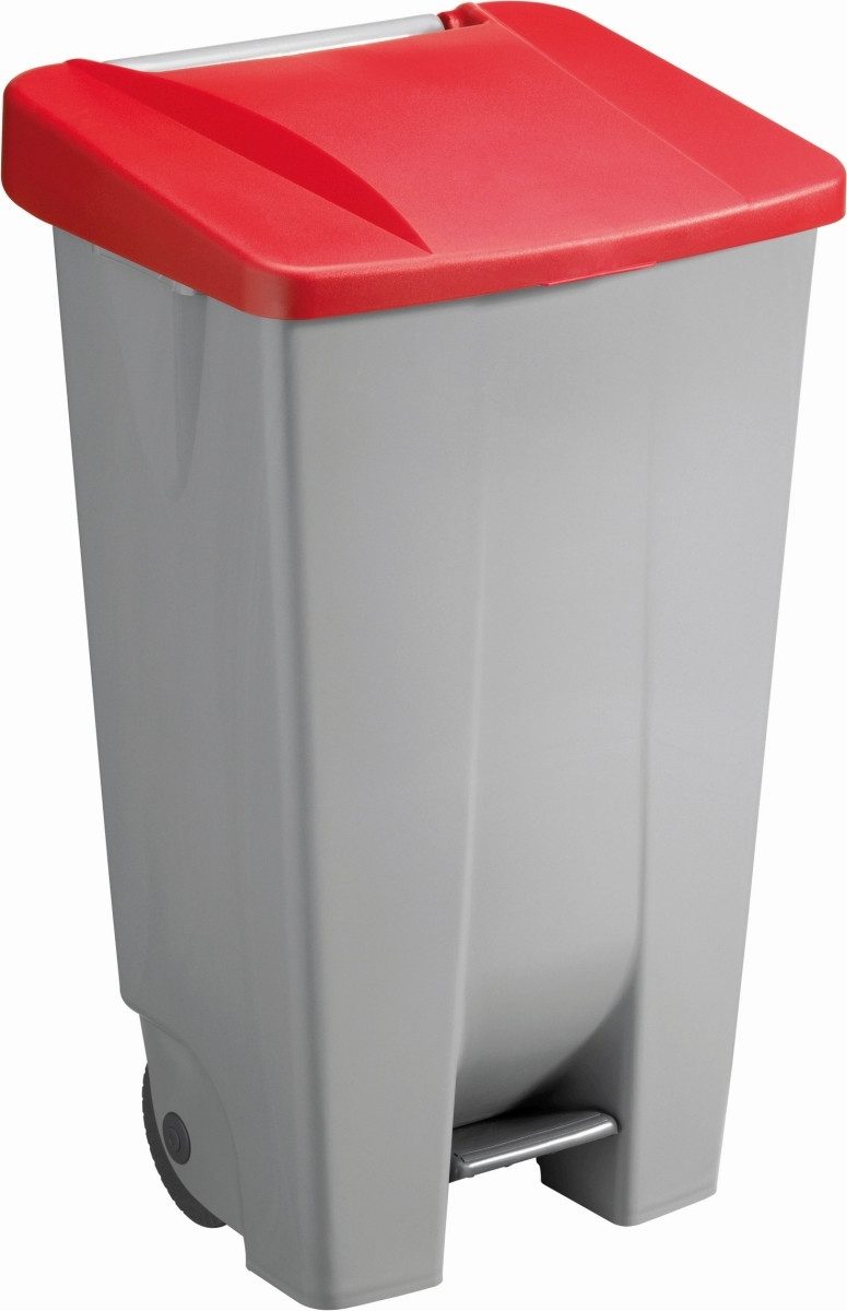 Sunware Papierkorb Abfallcontainer Kunststoff 120l grau mit rotem Deckel