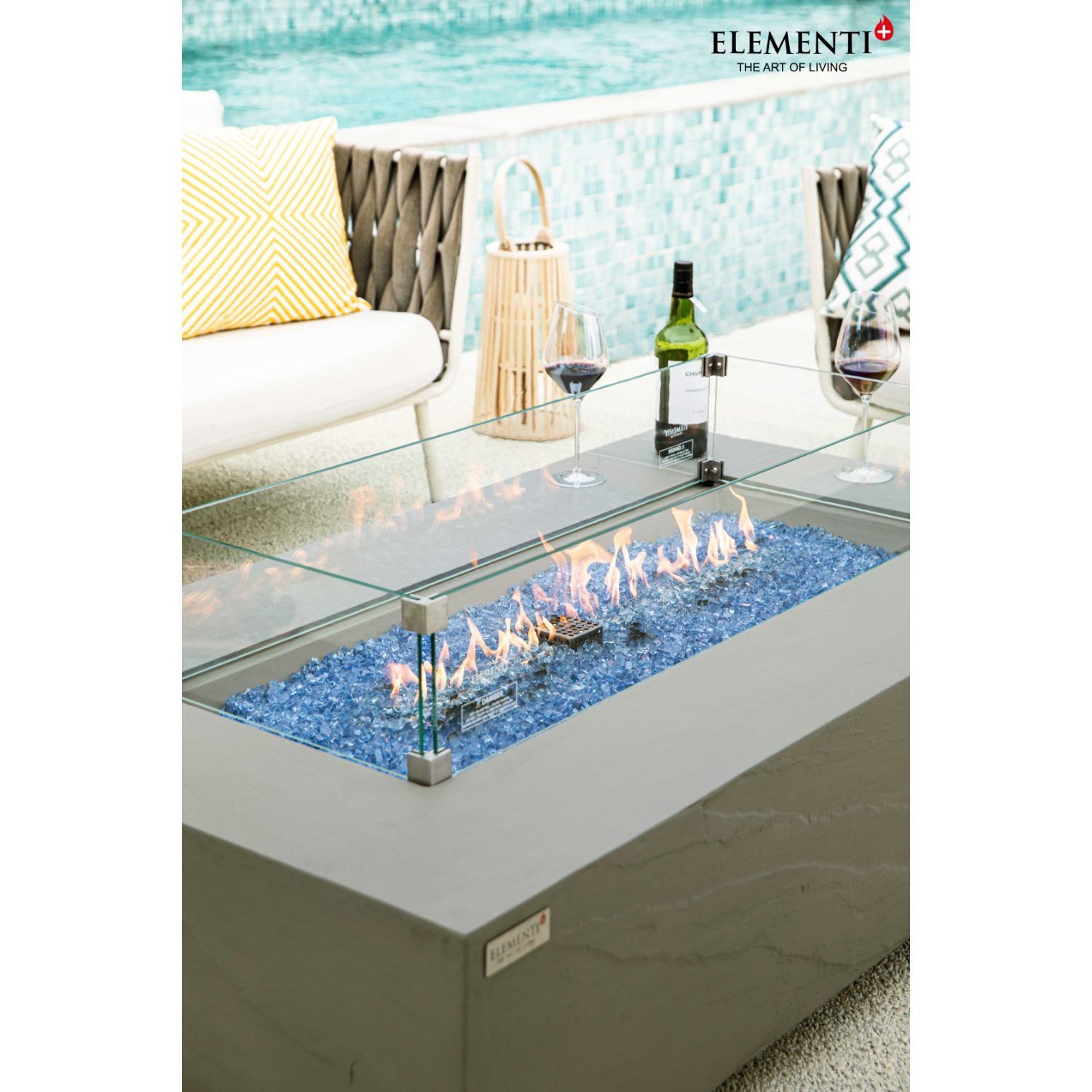ELEMENTI Feuerstelle Gas "Colorado" in Sandstein-Optik, (Set inkl. Zubehör, 8-St., ohne Gasflasche), grau, 142,2 x 81,3 x 38 cm (L x B x H)