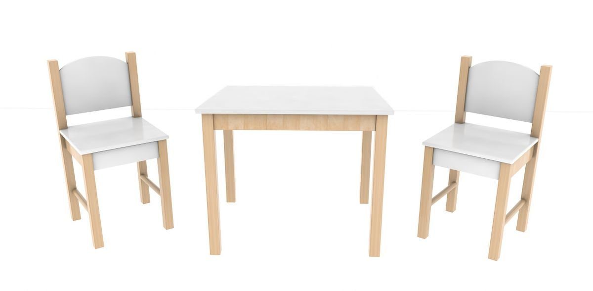 Coemo Kindersitzgruppe, (Set, 3-tlg), Kindersitzgruppe Tisch | Weiß Stühle 1 Weiß 2