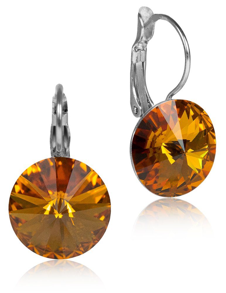 LUISIA® Paar Ohrhänger Silberne Ohrringe "Rivoli" mit 12 mm Kristallen von Swarovski® (2-tlg., inkl. Schmuckbox)