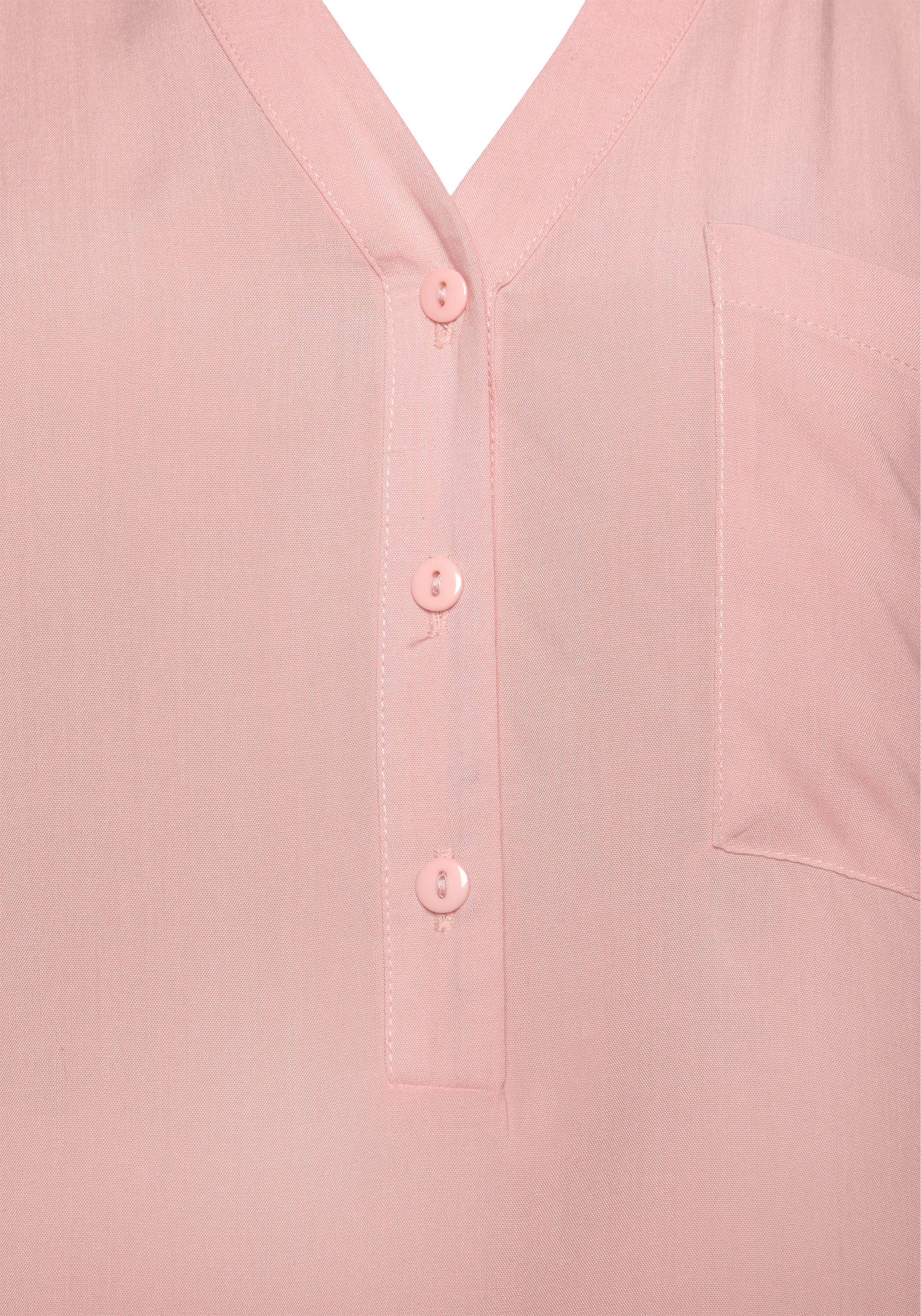 LASCANA Schlupfbluse mit 3/4-Ärmeln und kurzer Knopfleiste lockere Damenbluse, Blusenshirt mit Krempelärmel, Business, Basic – Bild 5 von 5