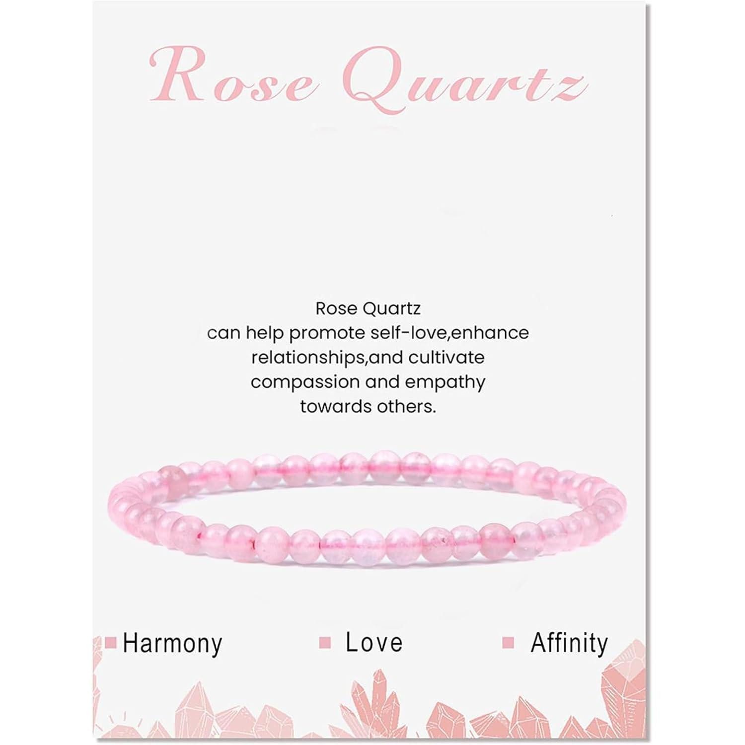 Perlenarmband Armband Naturstein Perlen 4mm Damen Muttertag Geschenk Rosenquarz