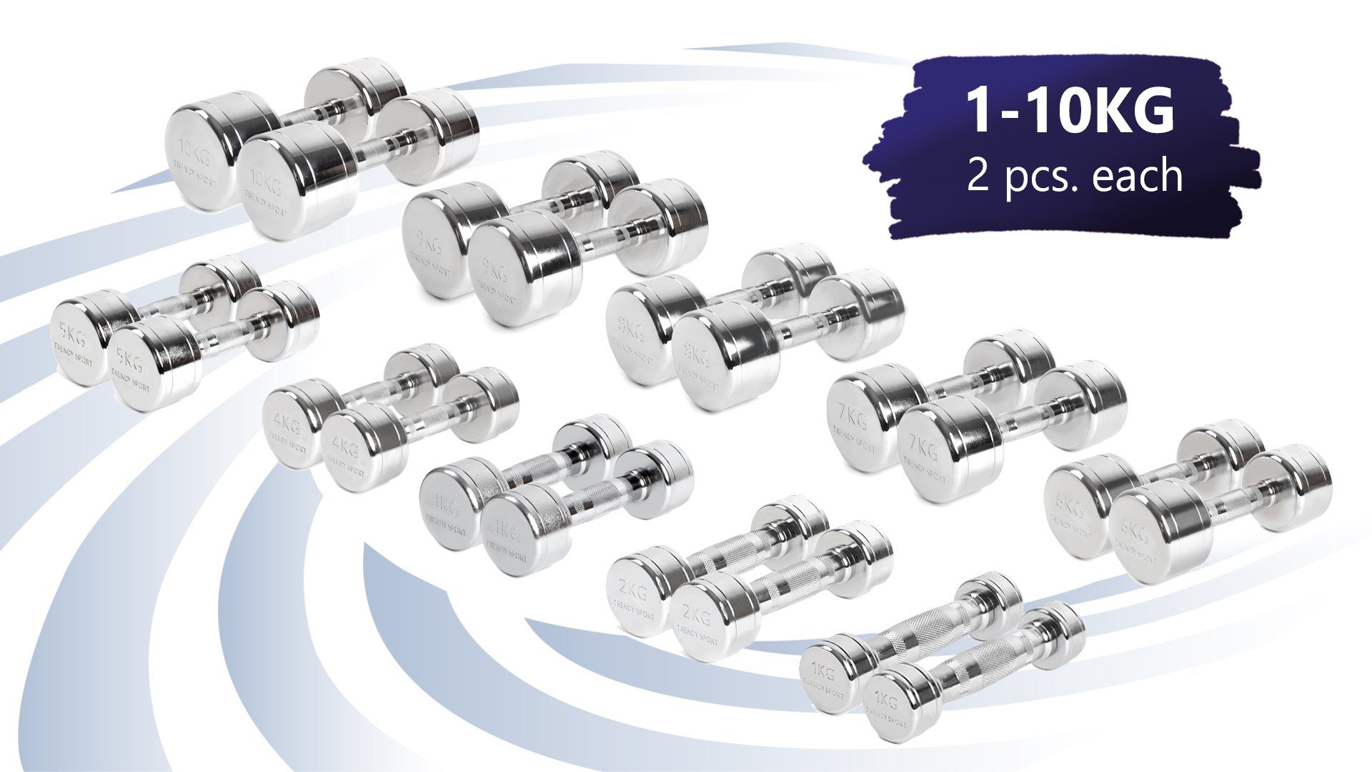 Trendy Sport Kurzhantel Chrom Kurzhantelset Gewichte 1 bis10 kg Hantel-Set Premium Fitness, 2x1kg 2x2kg 2x3kg 2x4kg 2x5kg 2x6kg 2x7kg 2x8kg 2x9kg 2x10kg