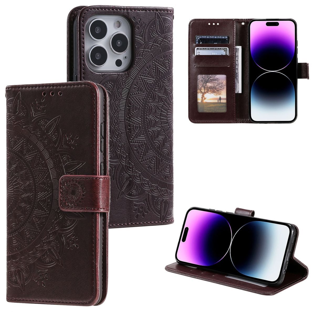 König Design Handyhülle Apple iPhone 16 Pro, Schutzhülle Schutztasche Case Cover Etuis Wallet Klapptasche Bookstyle