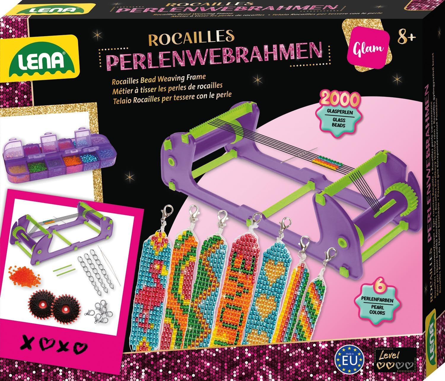 Lena® Kreativset Rocailles Perlenwebrahmen, Made in Europe