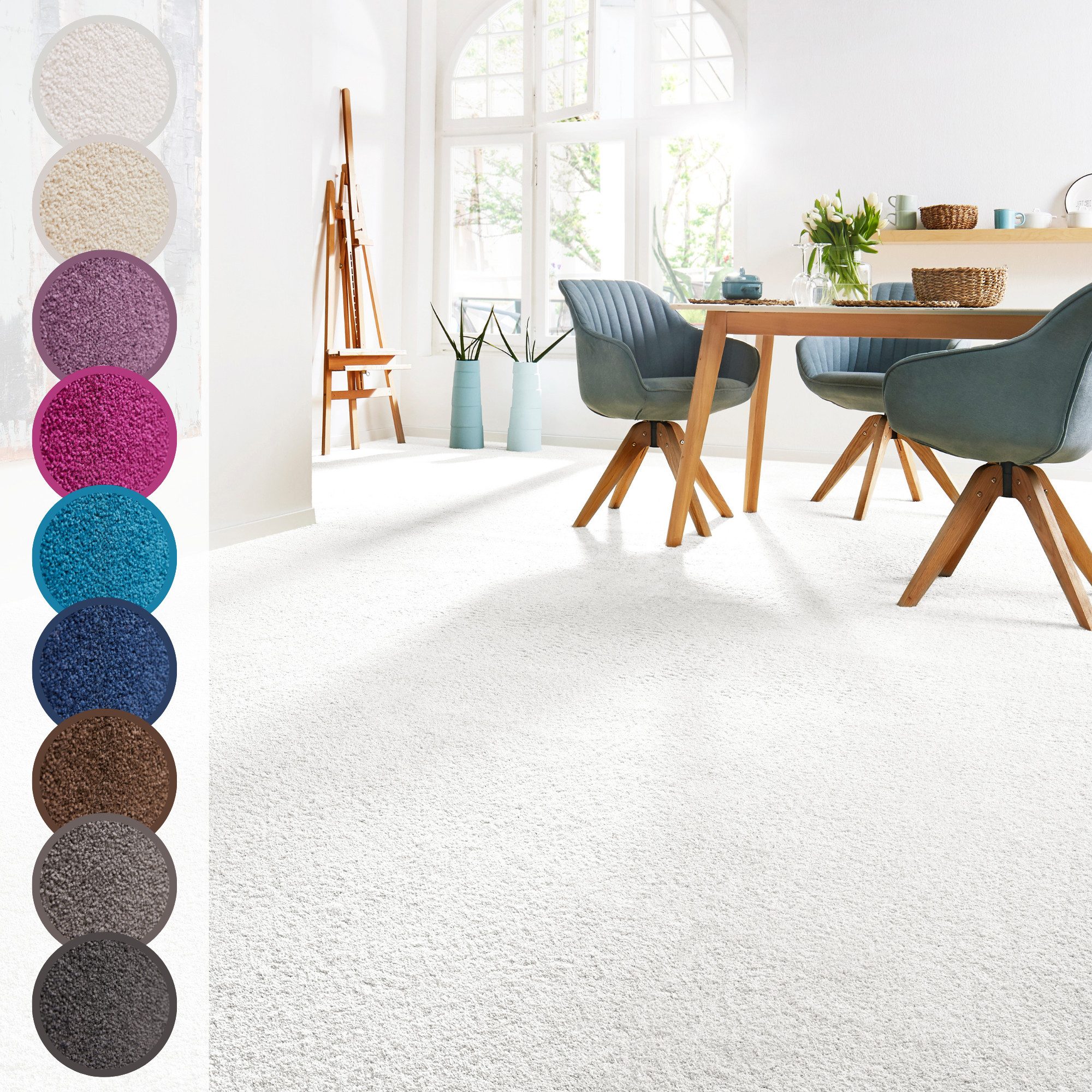 Andiamo Teppichboden Sophie, Frisee-Velours, Gesamthöhe 12 mm, Luxusklasse LC3, rechteckig, Uni Farben, Breite 400 cm oder 500 cm, strapazierfähig & pflegeleicht