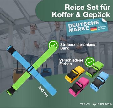 Travelfreund® Koffergurt 4er Kofferband Set bunt - Koffergurte für Koffer & Gepäck zum Reisen, (4-tlg)