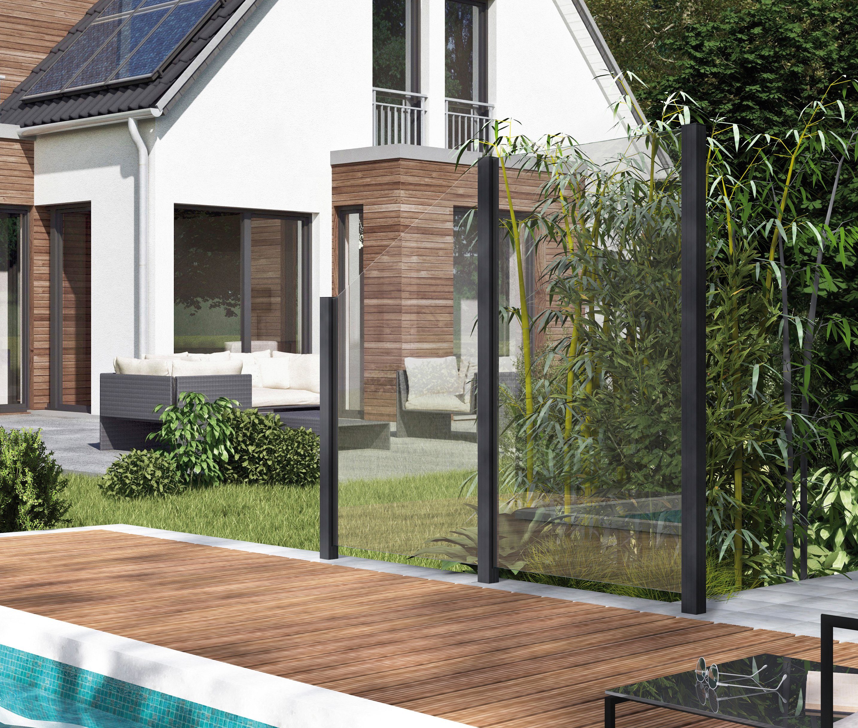 STAKET PRO Zaun, (Set), Glaszaun, Gesamtlänge: 2,29 m, 3 Pfosten