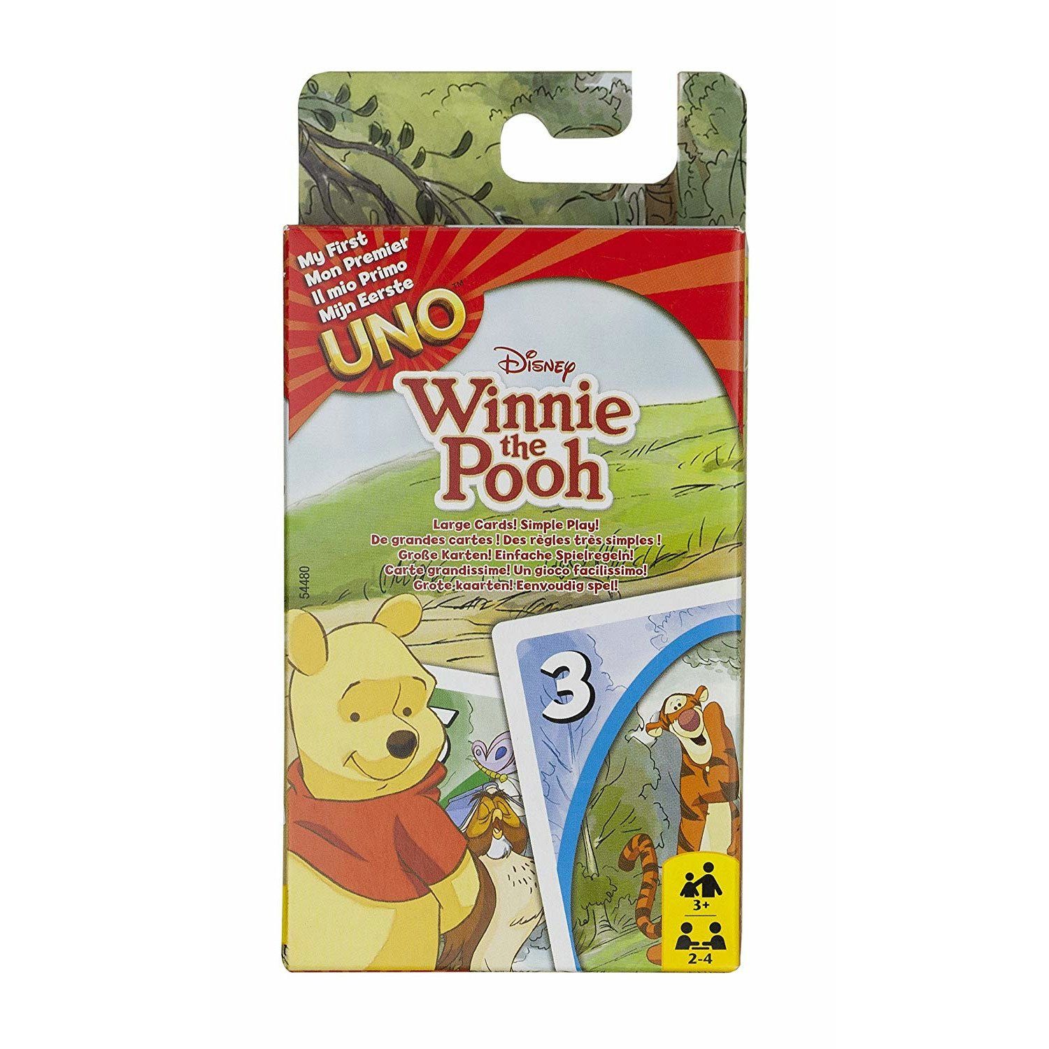 Mattel games Spiel, Kartenspiel Kartenspiel - UNO Winnie Puuh, Mit großen, einfach zu haltenden Karten