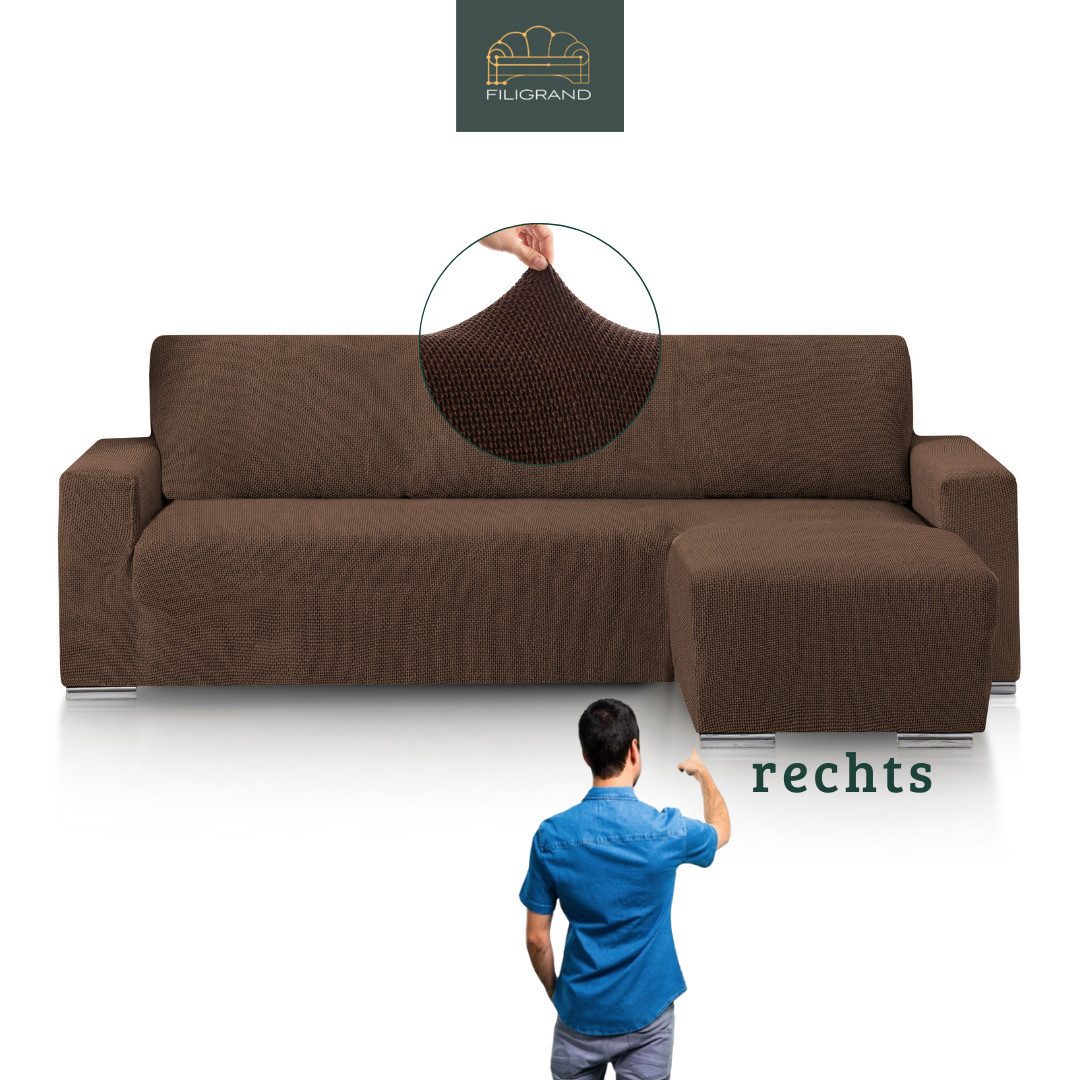 Belmarti Sofahusse 1-teiliger Sofabezug für L-Form mit Ottomane, hergestellt in Spanien, elastisches Material, hochwertiger und langlebiger Baumwollmix