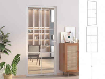 vidaXL Haustür Innentür 93x201,5 cm Weiß ESG-Glas und Aluminium Zimmertür Glastür