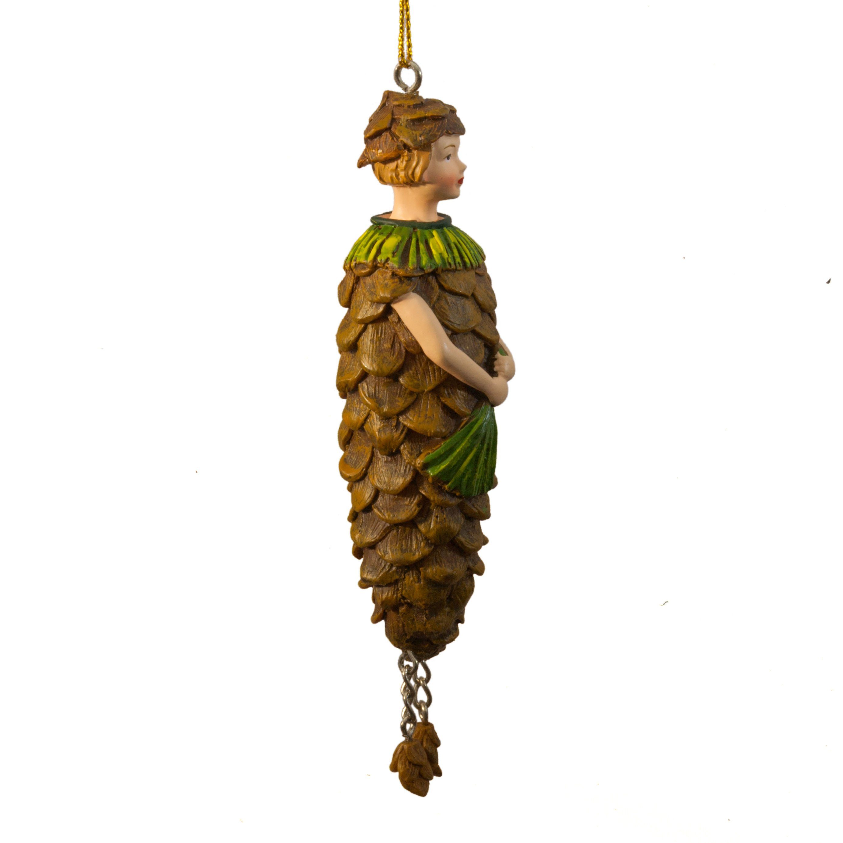 ROSEMARIE SCHULZ Heidelberg Dekofigur Blumenmädchen Zapfen zum Hängen Dekohänger Blumen Deko-Objekt, Handbemalte Figur aus Polyresin