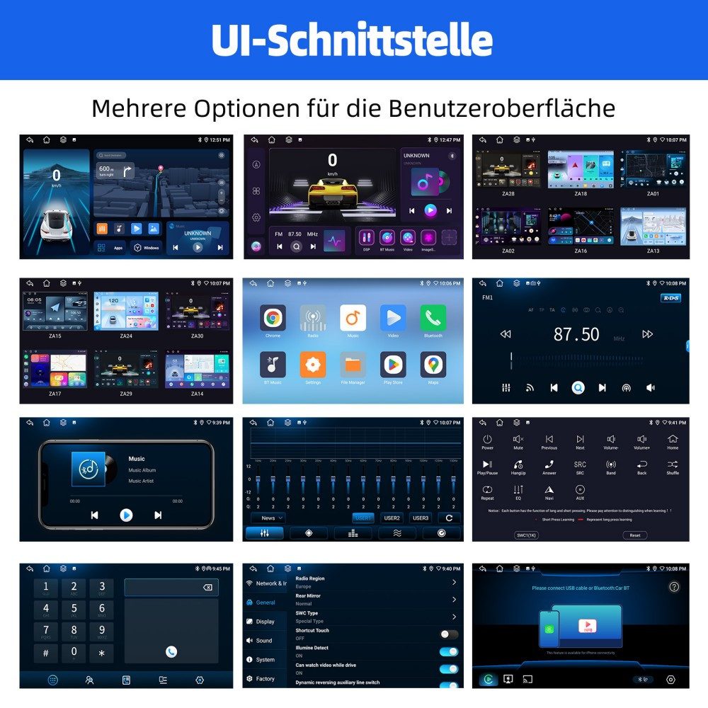 ESSGOO Für Opel Zafira Tourer C 2011-2016 8-kern 6+128G 4G WIFI Carplay Autoradio (Digitalradio (DAB), RDS, FM, AM, Apple Carplay Android Auto GPS Navi WIFI BT SWC EQ)