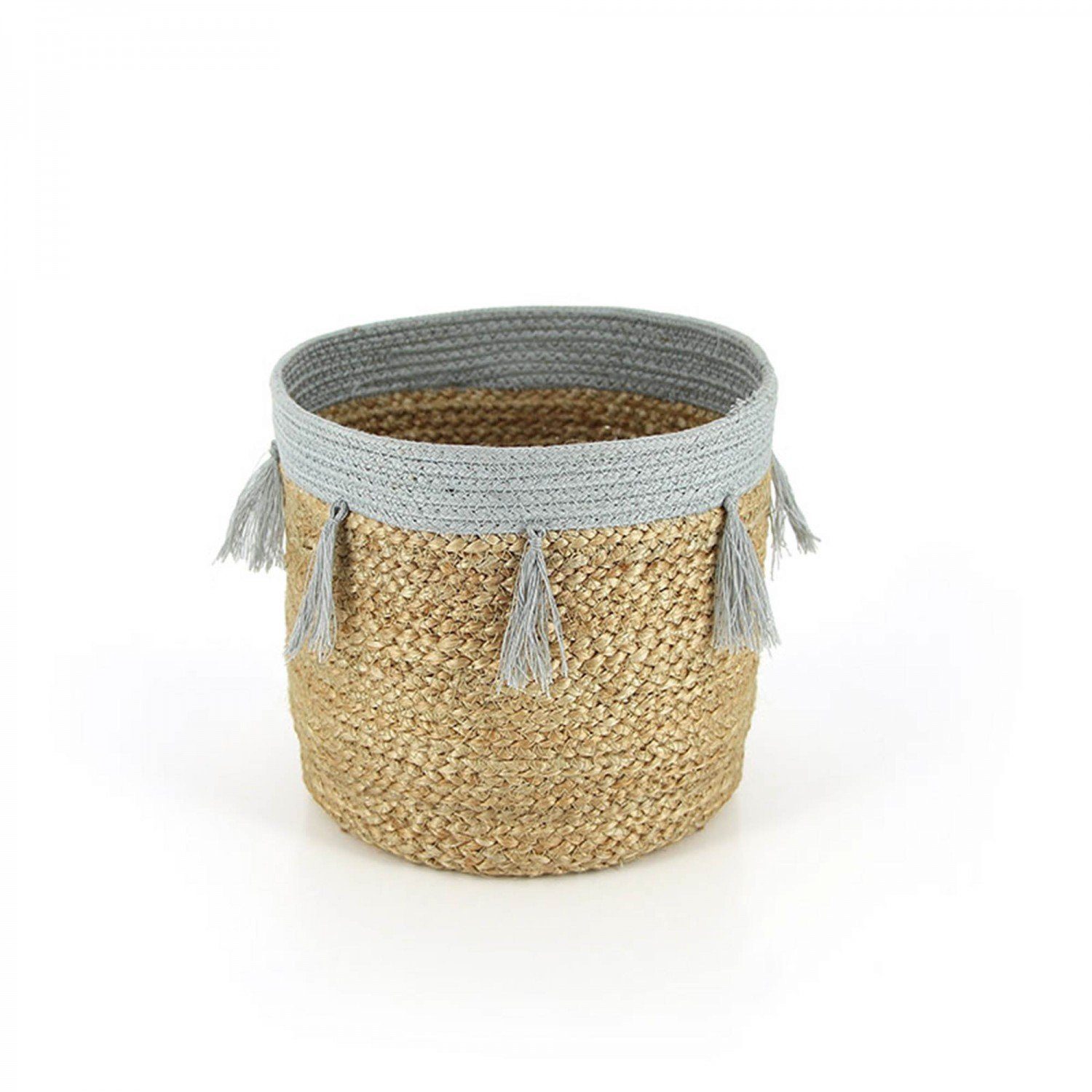 mitienda Aufbewahrungskorb Korb aus Jute mit Baumwoll-Quasten groß. € 49,90