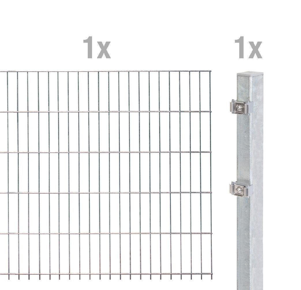 Alberts Einstabmattenzaun Alberts 643997 Erweiterung zum Doppelstabmattenzaun, feuerverzinkt, Hö, Alberts Doppelstabmatten-Anbauset 6-5-6 Gitterzaun Höhe 63-243 cm, Län