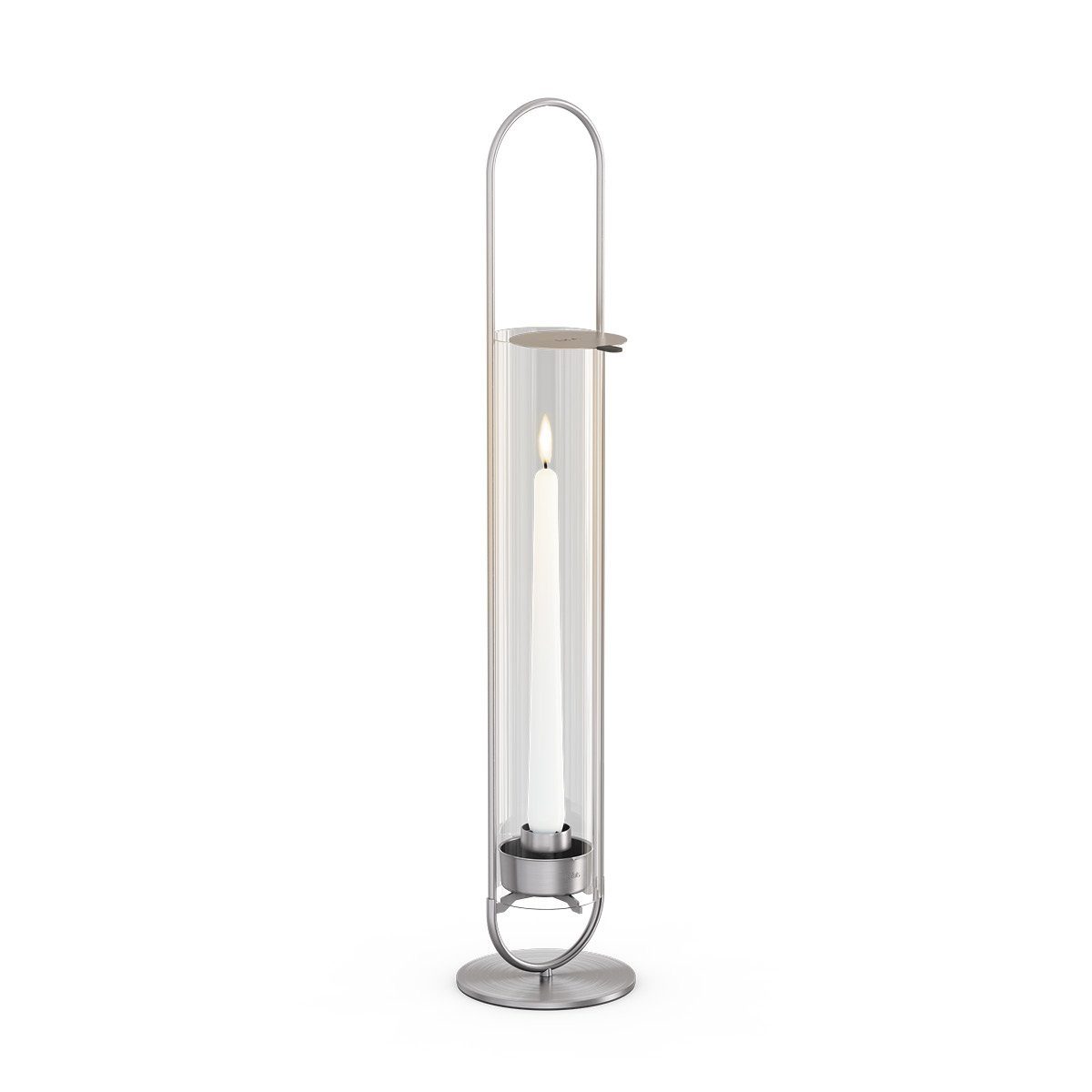 höfats Kerzenhalter OVAL CANDLE (Windlicht zum Aufstellen oder Hängen, Kerzenständer aus Edelstahl und Glas, leichte Reinigung)