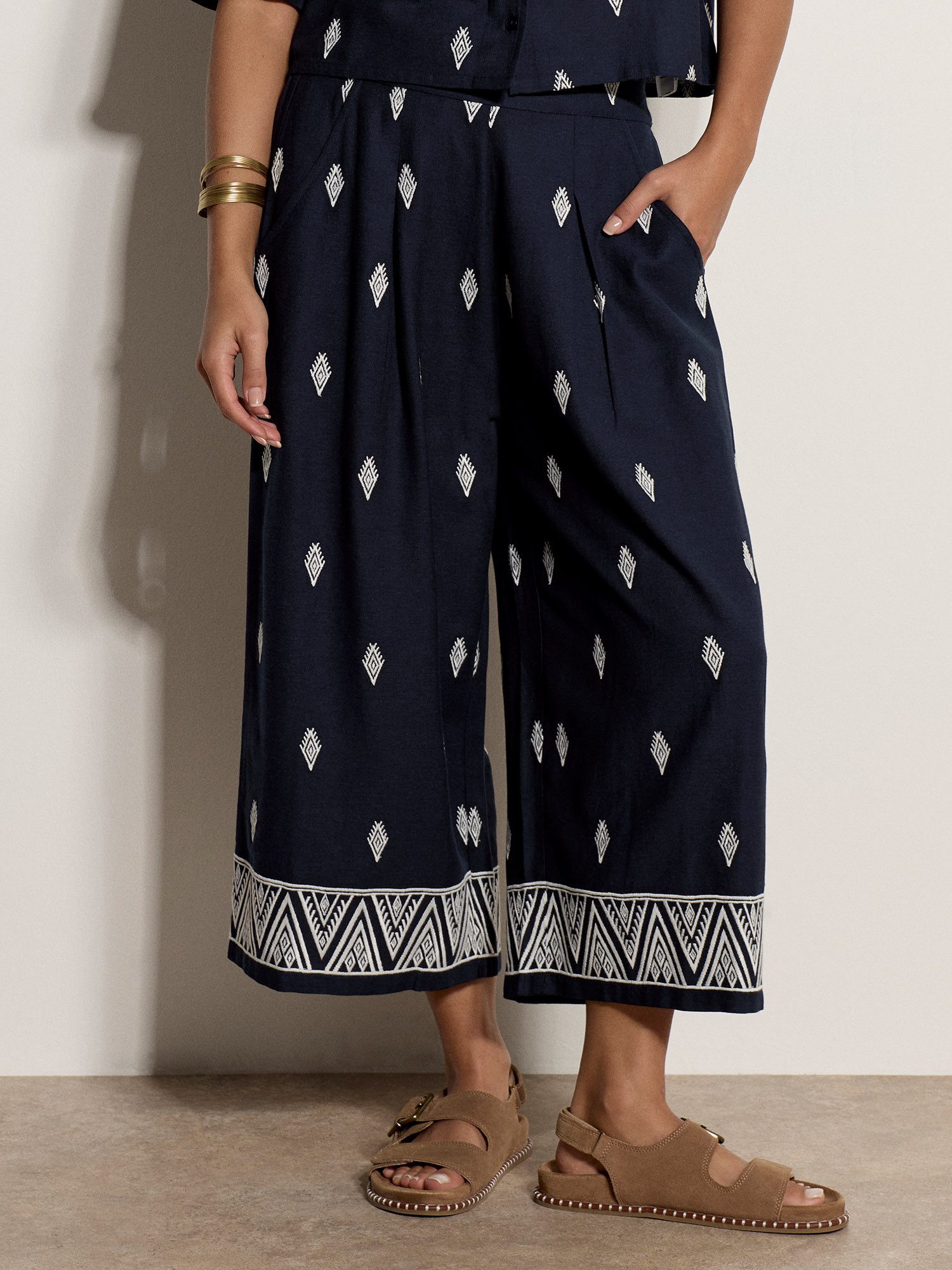 Culotte Bestickte Culotte aus Baumwollmischung