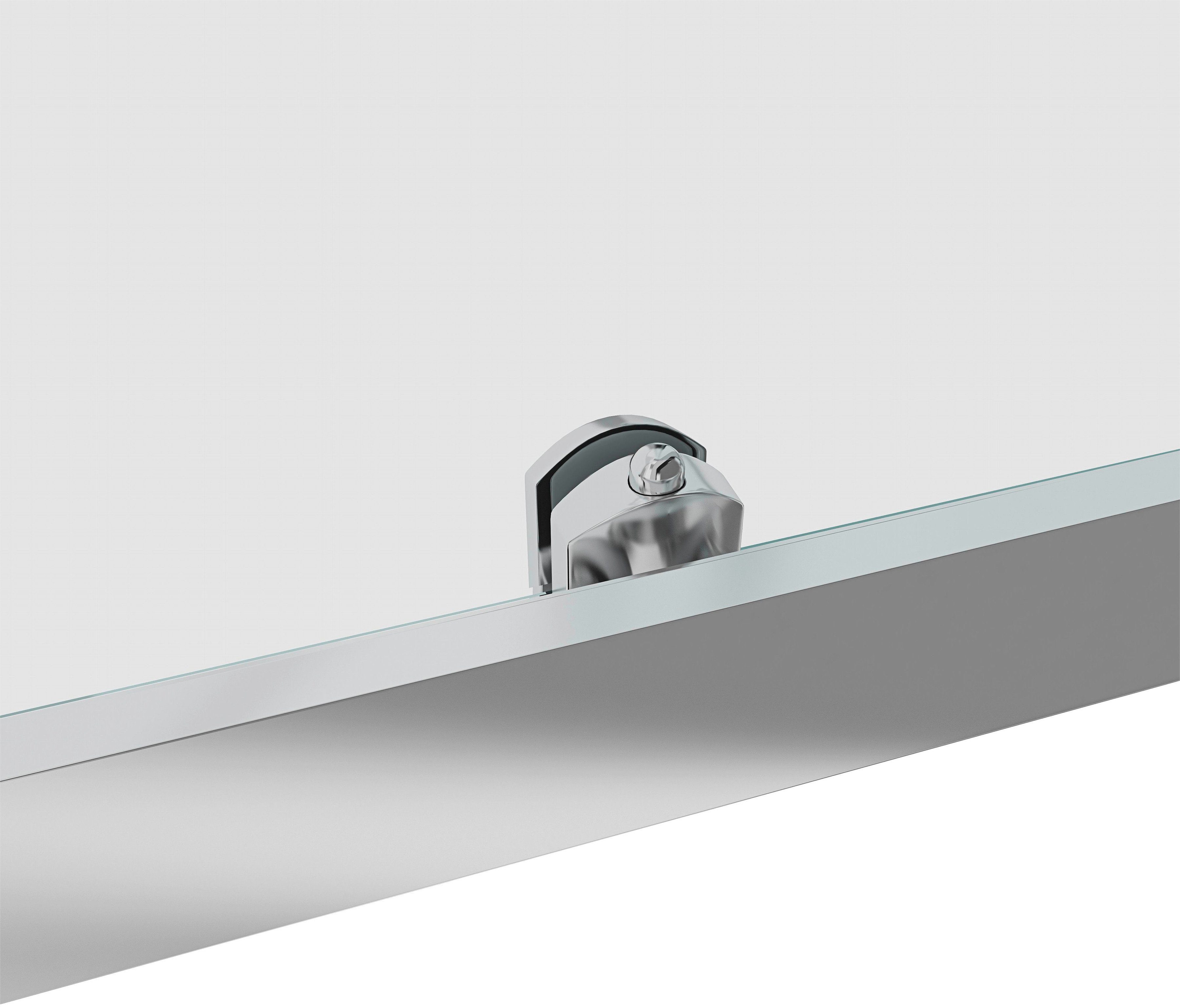 Marwell Eckdusche Glasdusche Flexi 90x90x190 cm, 4-tlg., mit hochwertigen Aluminiumprofilen in silber-matt oder weiß, Variable Breite 77 cm bis 90 cm, Duschkabine mit Eckeinstieg